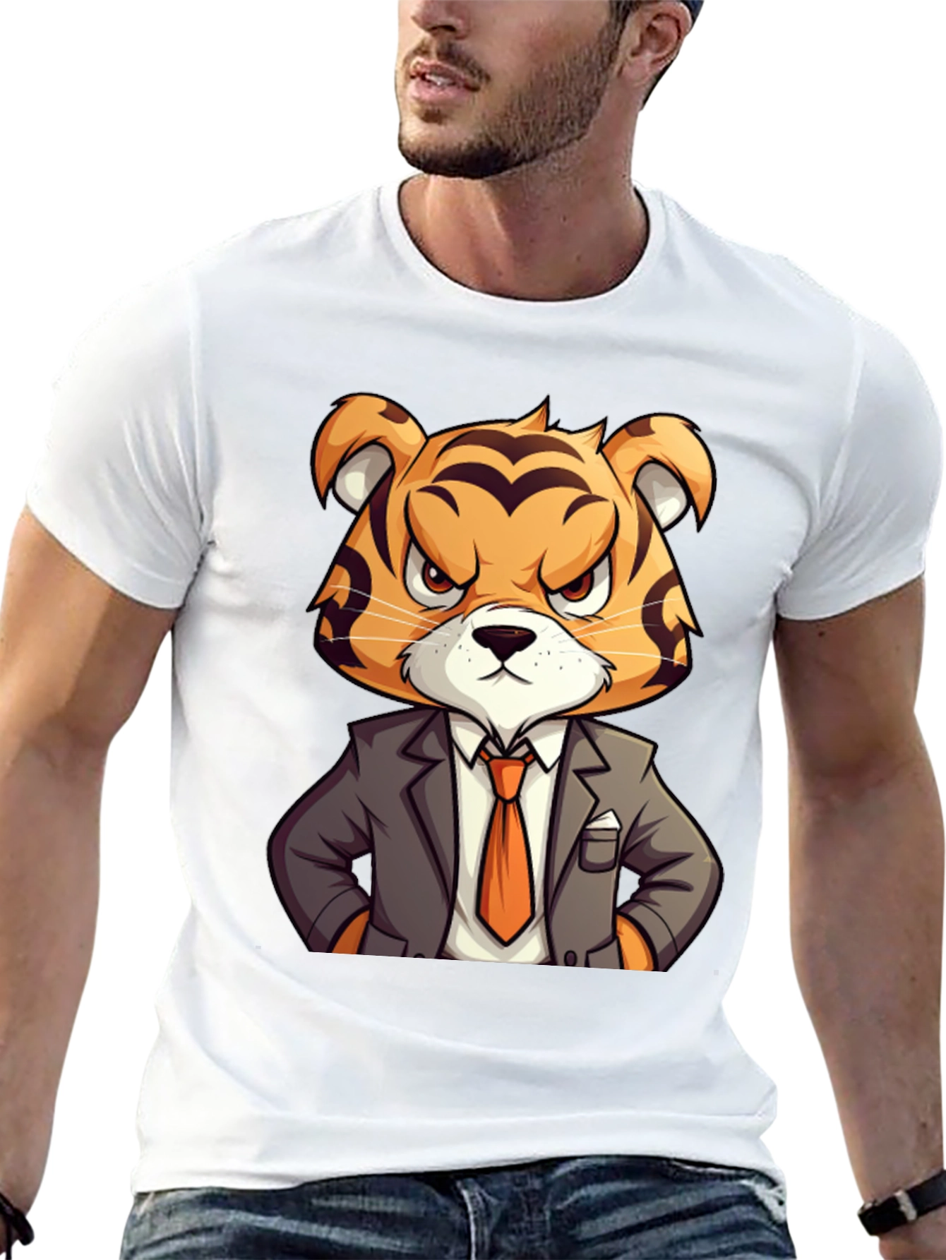 Tiger Boss Graphic T-Shirt - Cool Cartoon Design