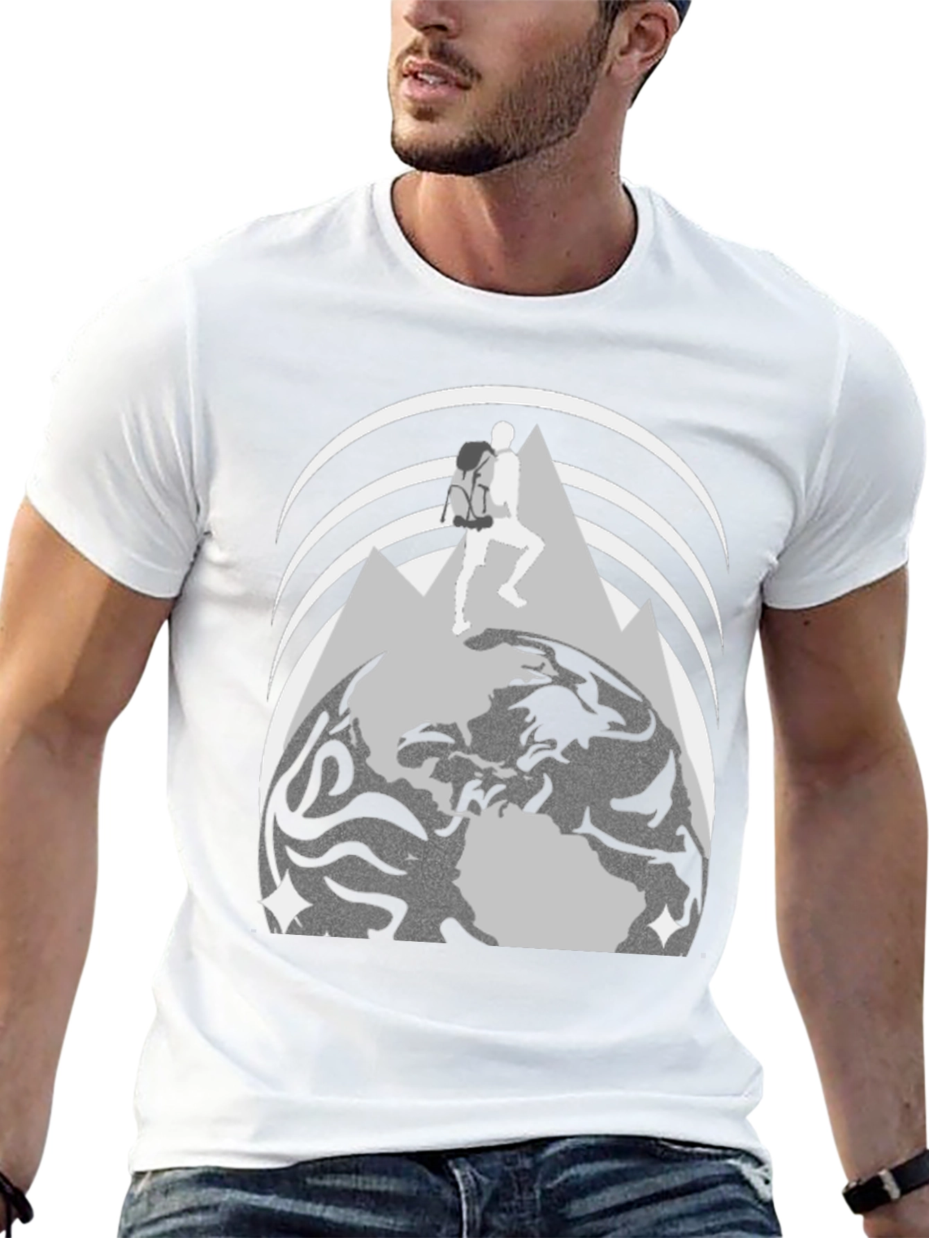 Adventure Seeker Graphic T-Shirt - Globe & Mountain Design