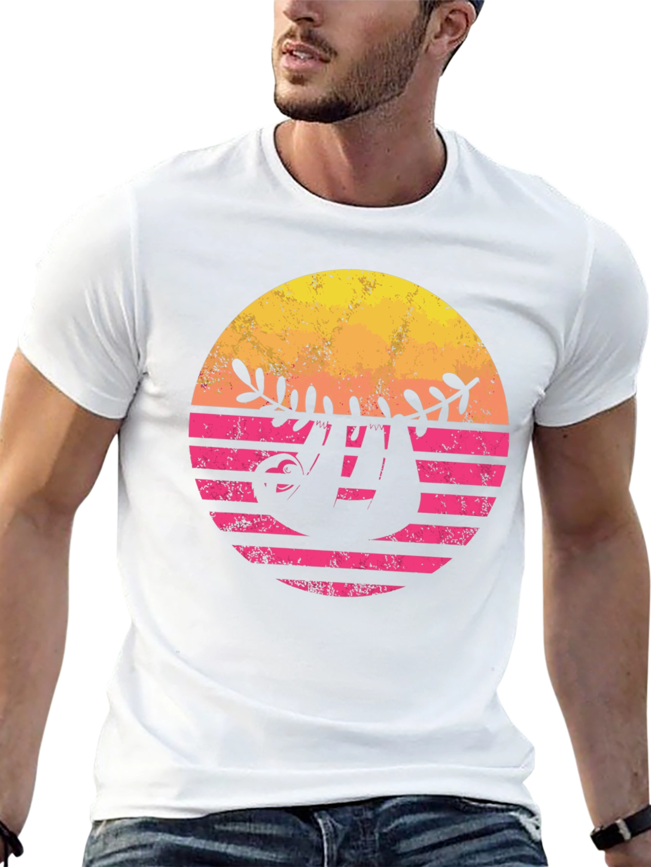 Retro Sloth Sunset Graphic Tee