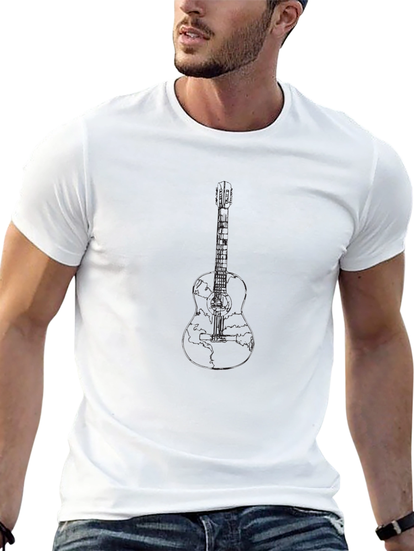 Classic Black Guitar Graphic T-Shirt