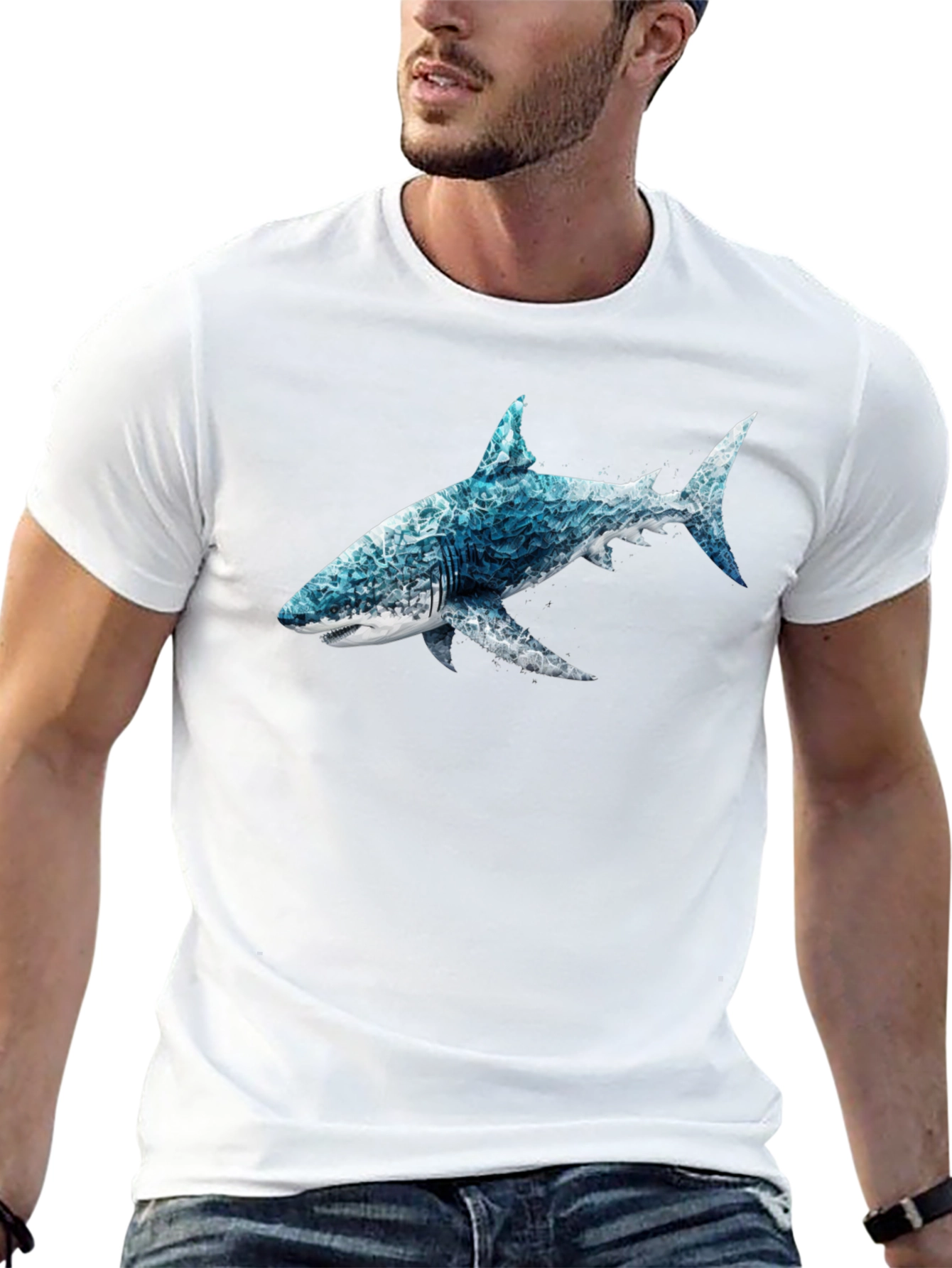 Ocean Wave Shark Graphic T-Shirt