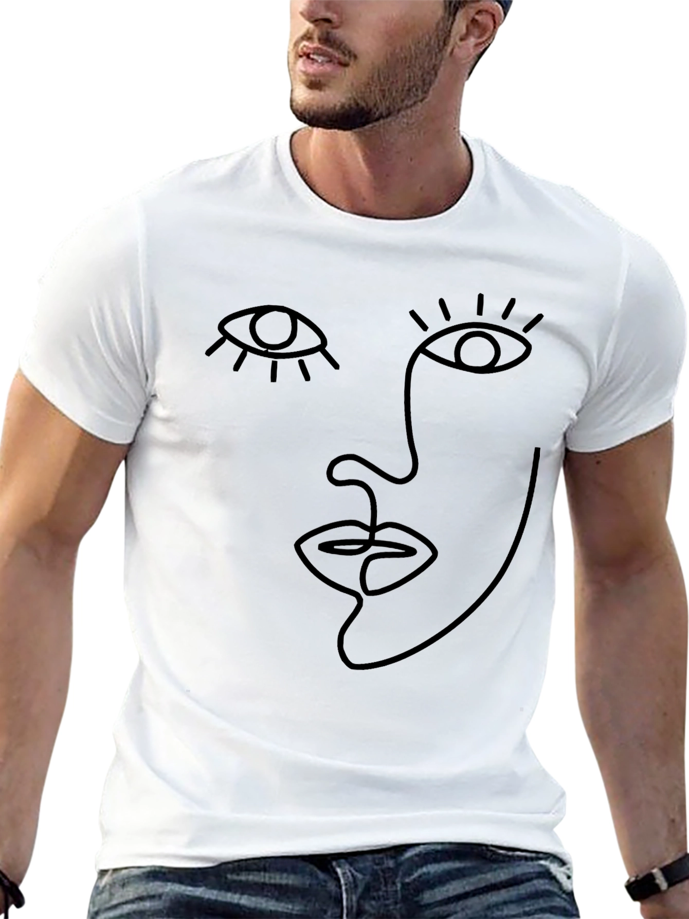 Abstract Face Line Art Graphic Tee - Unisex