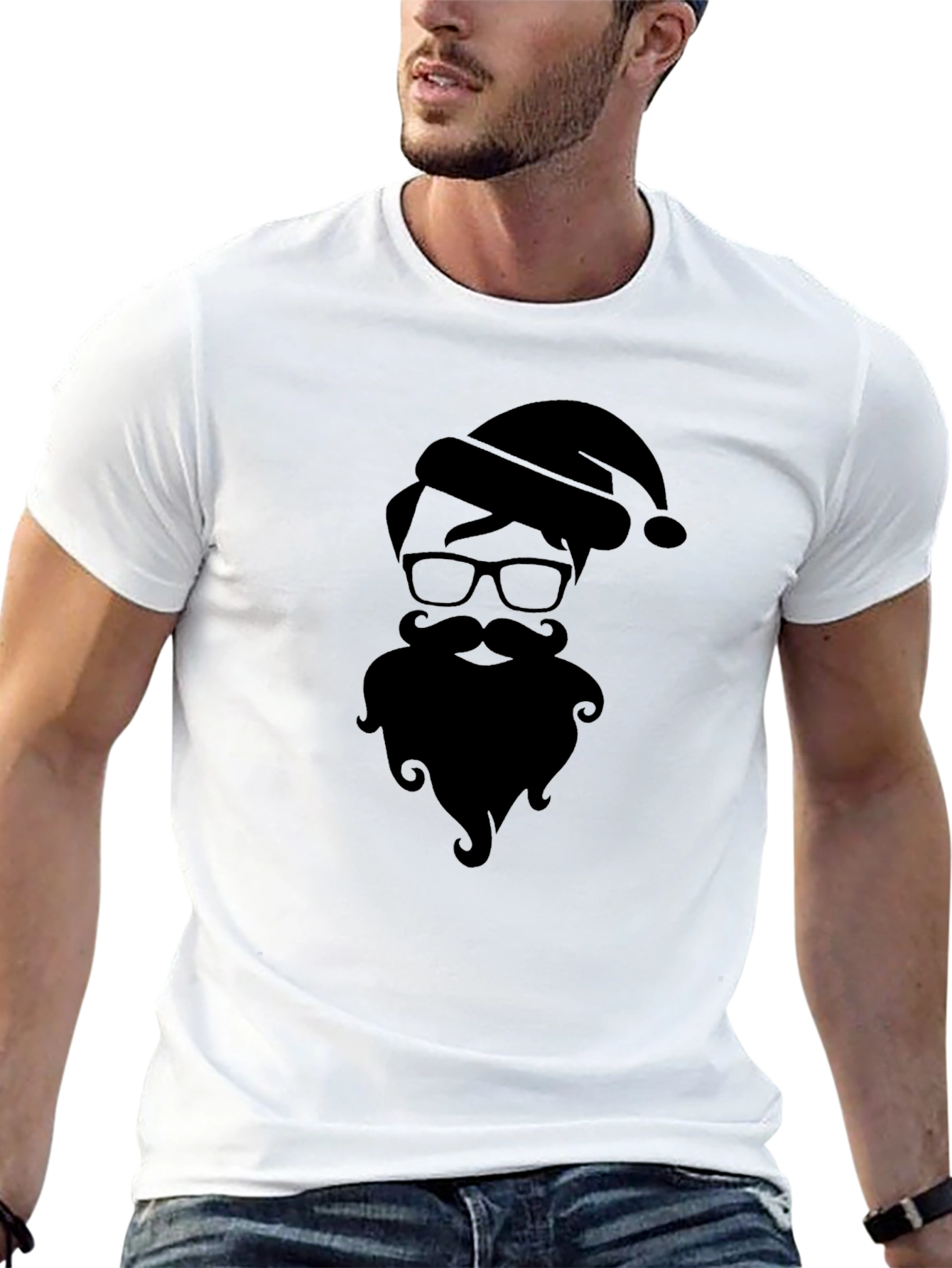 Hipster Santa Silhouette Graphic Tee
