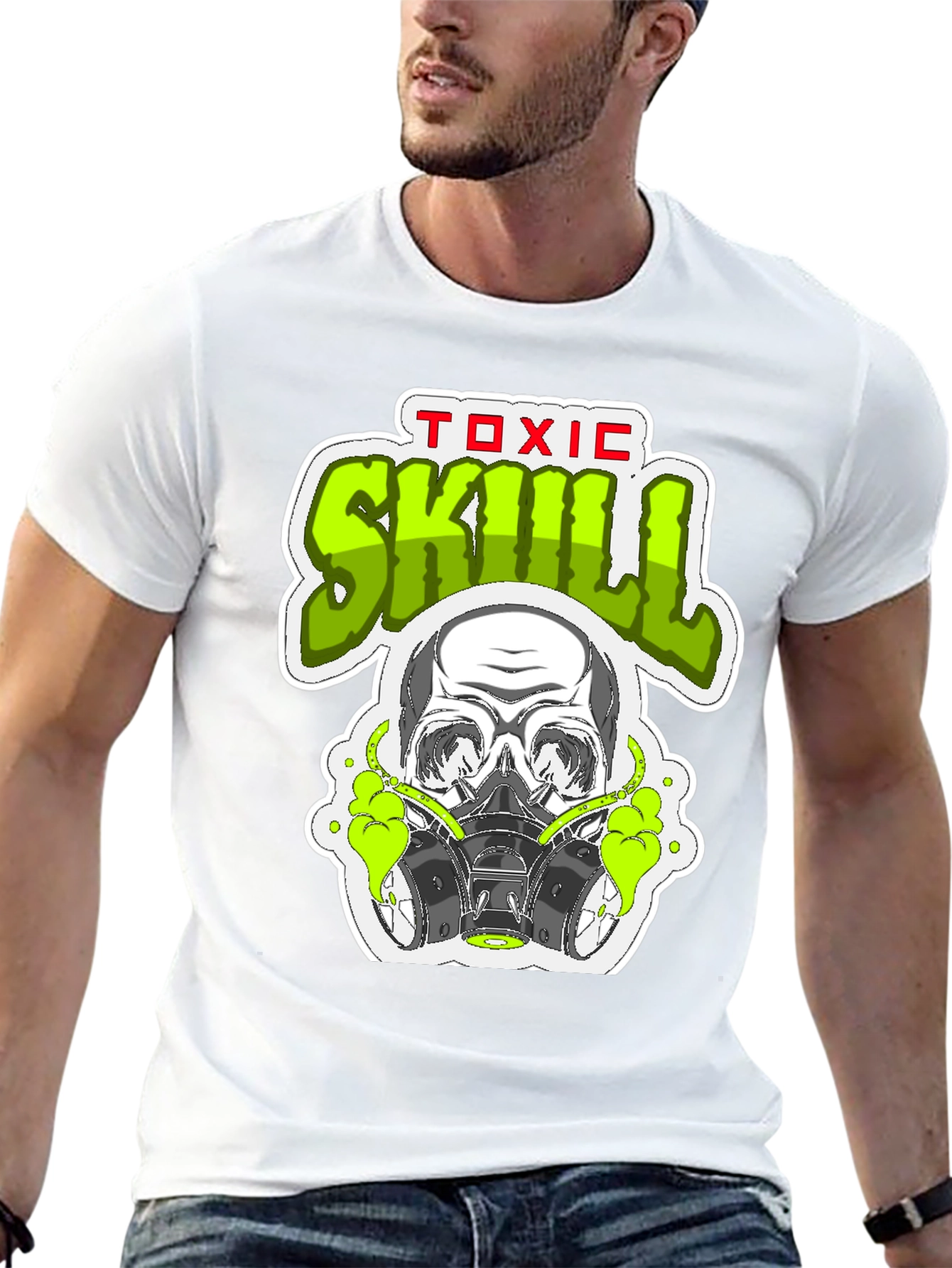 Toxic Skull Graphic Print Black T-Shirt