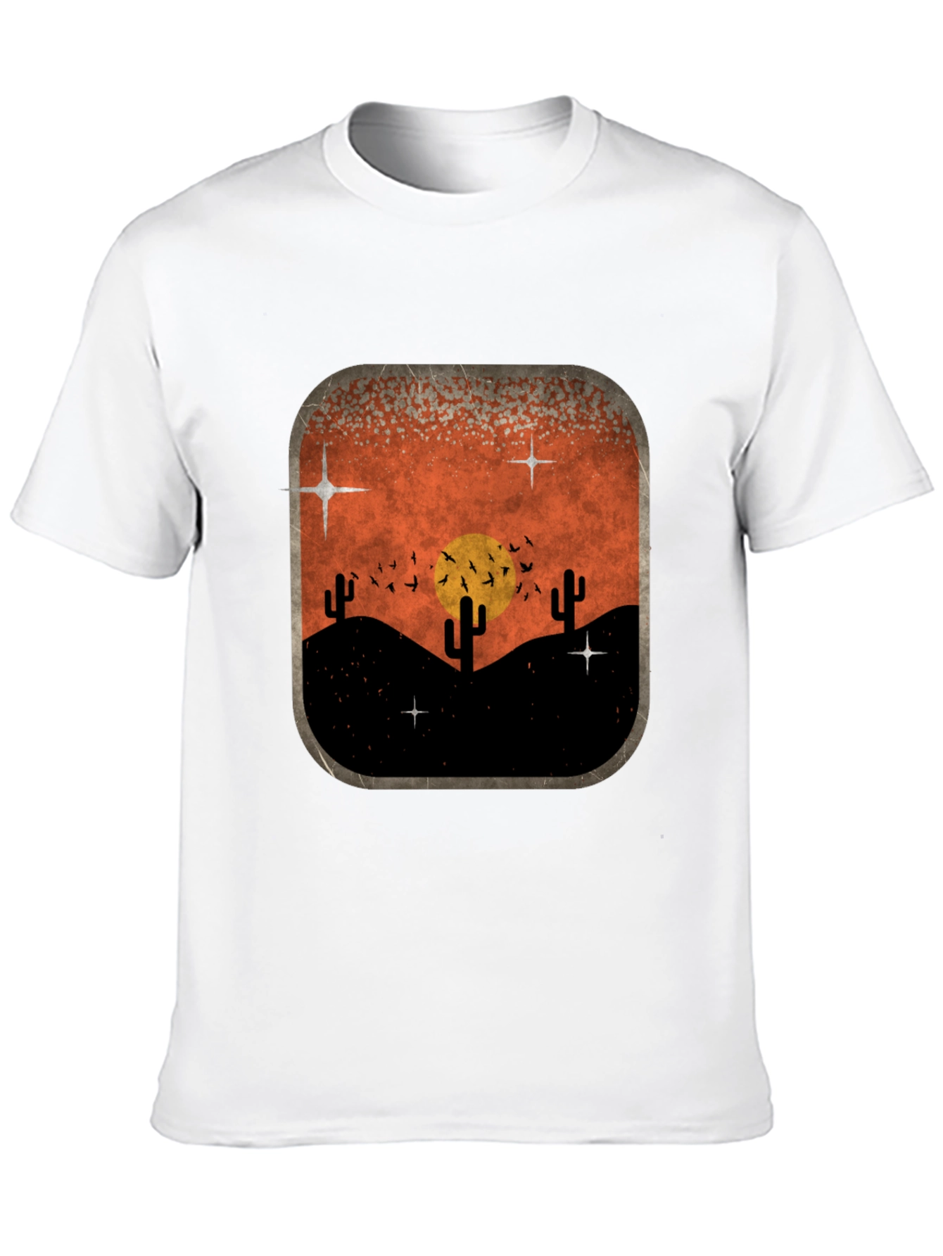 Retro Desert Sunset Graphic Tee - Classic Black
