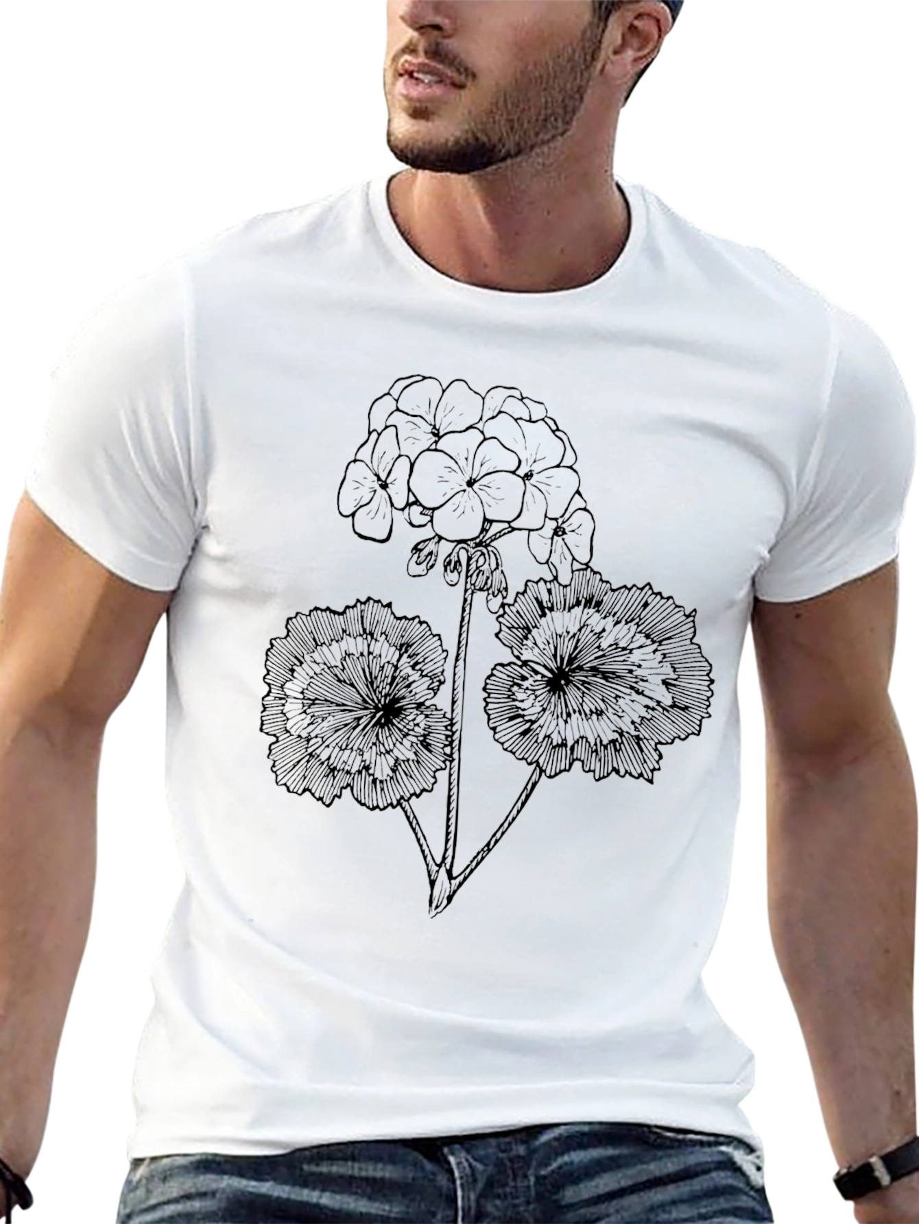 Floral Graphic Print Black T-Shirt