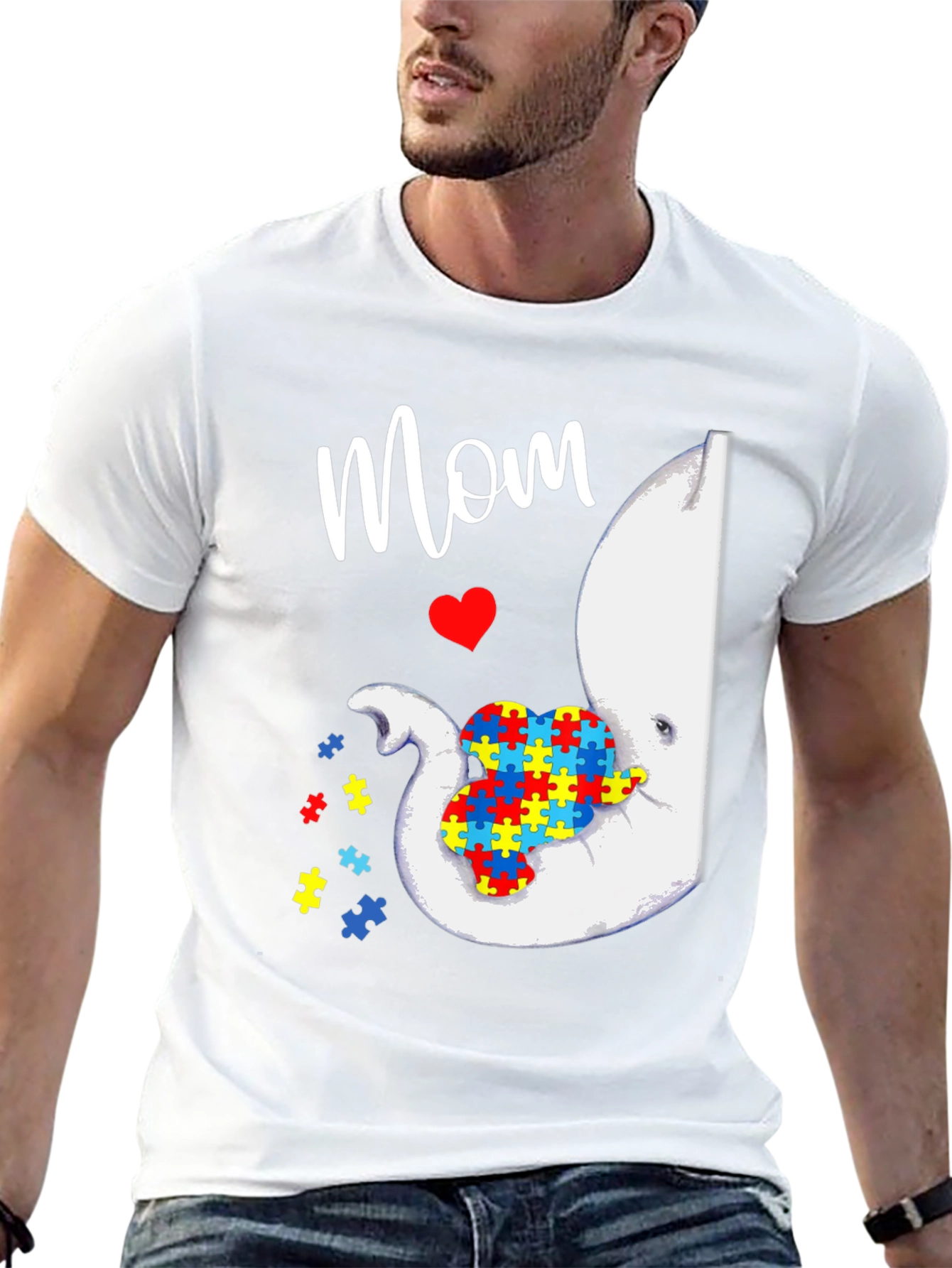 Autism Awareness Elephant Mom T-Shirt