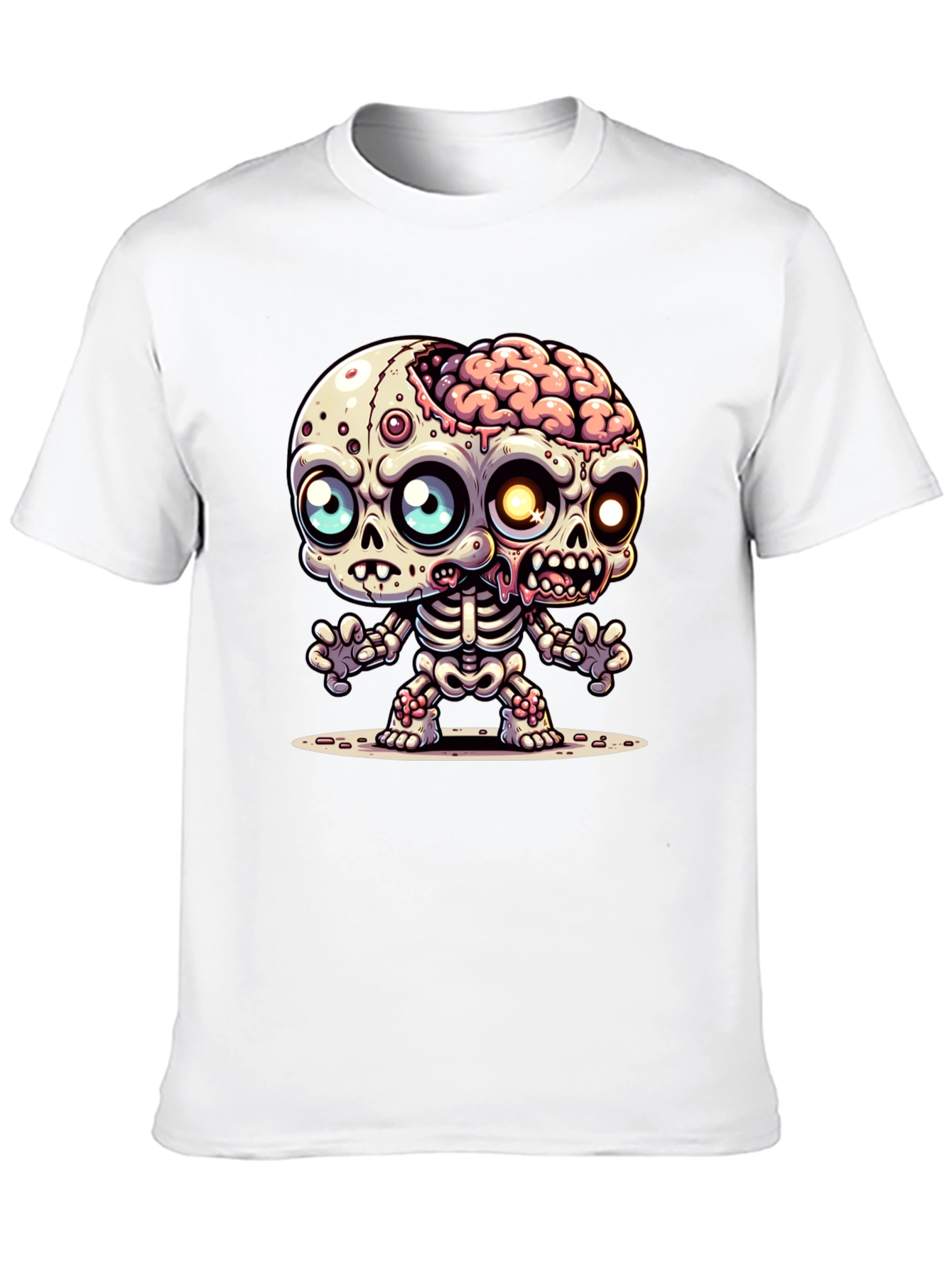Cartoon Zombie Graphic Tee - Fun Halloween Shirt