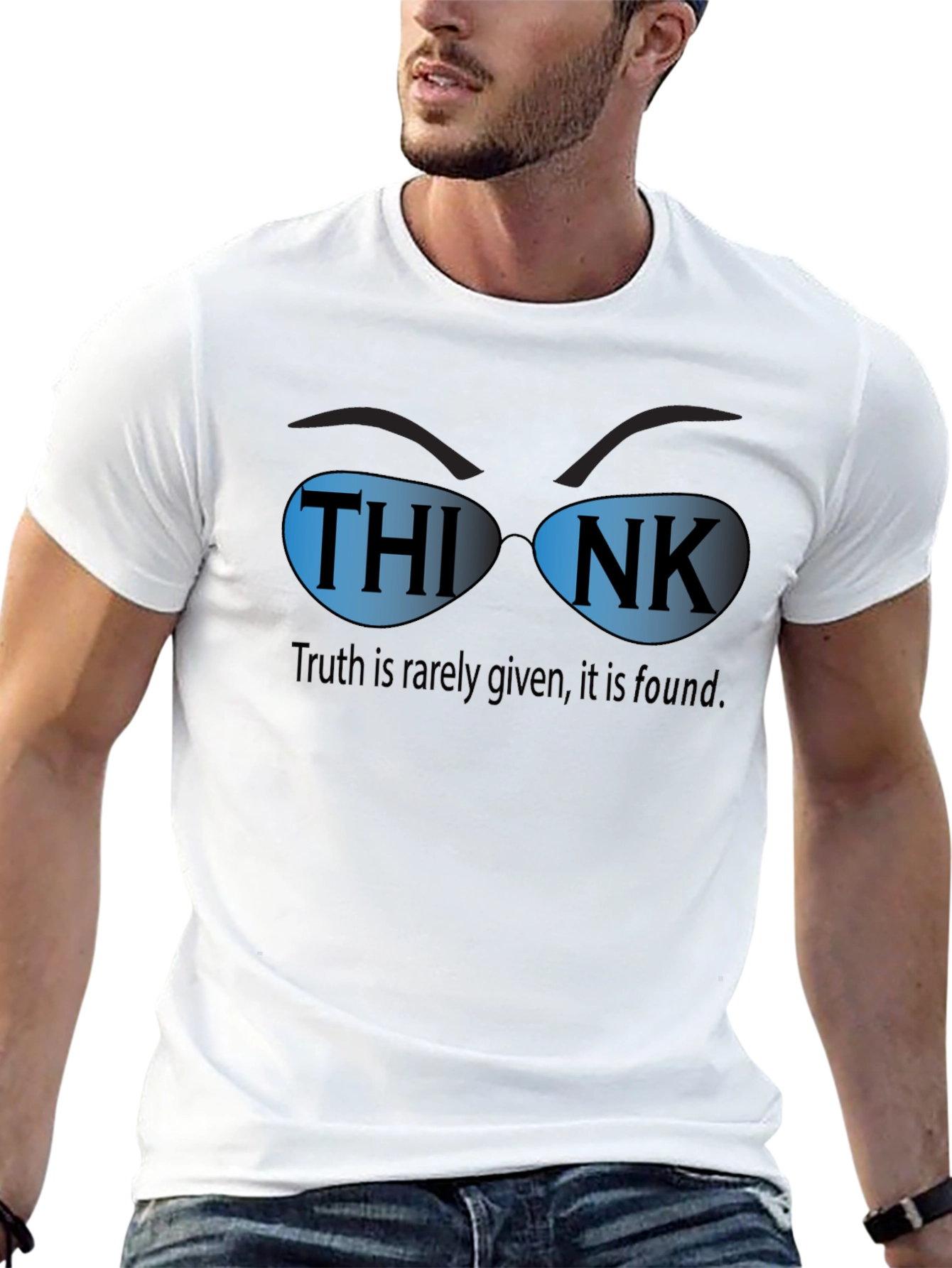 Think Sunglasses Graphic T-Shirt - Truth is Rarely Given