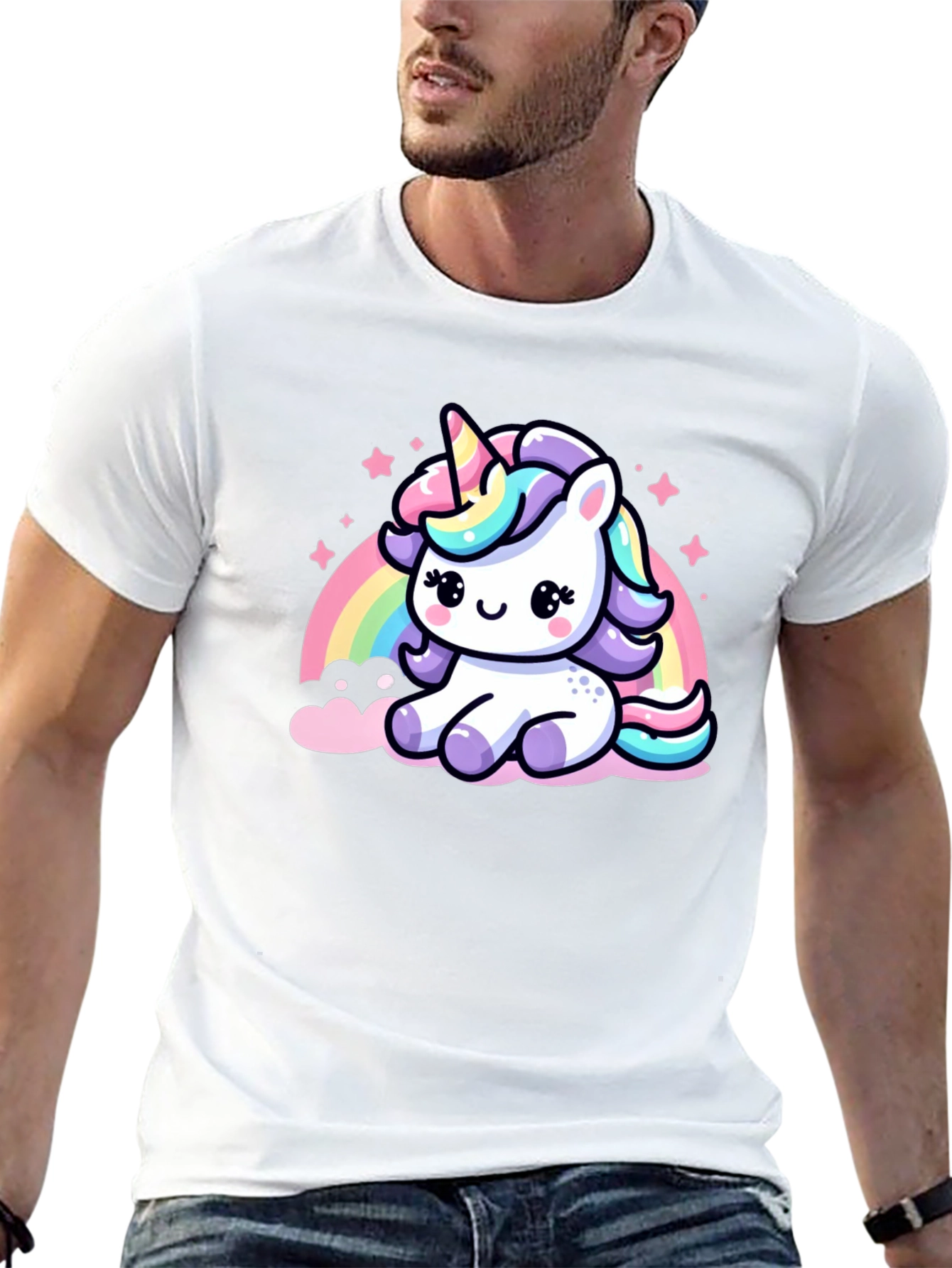 Cute Unicorn Graphic Black T-Shirt