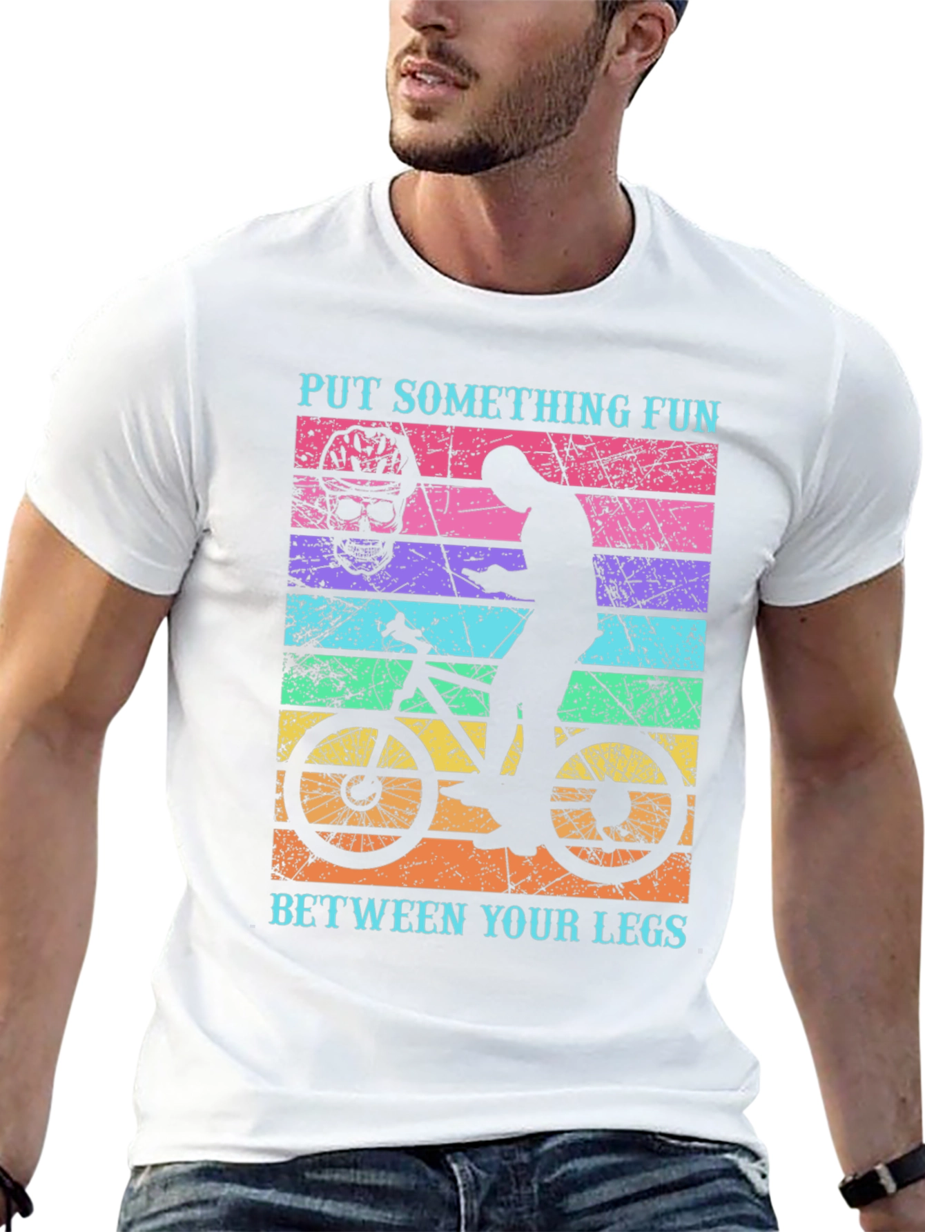 Fun Ride T-Shirt: Bike & Skull Graphic Tee