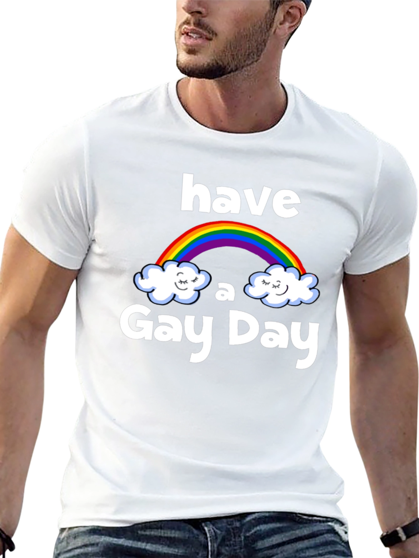 Have a Gay Day Rainbow Graphic Tee - Black