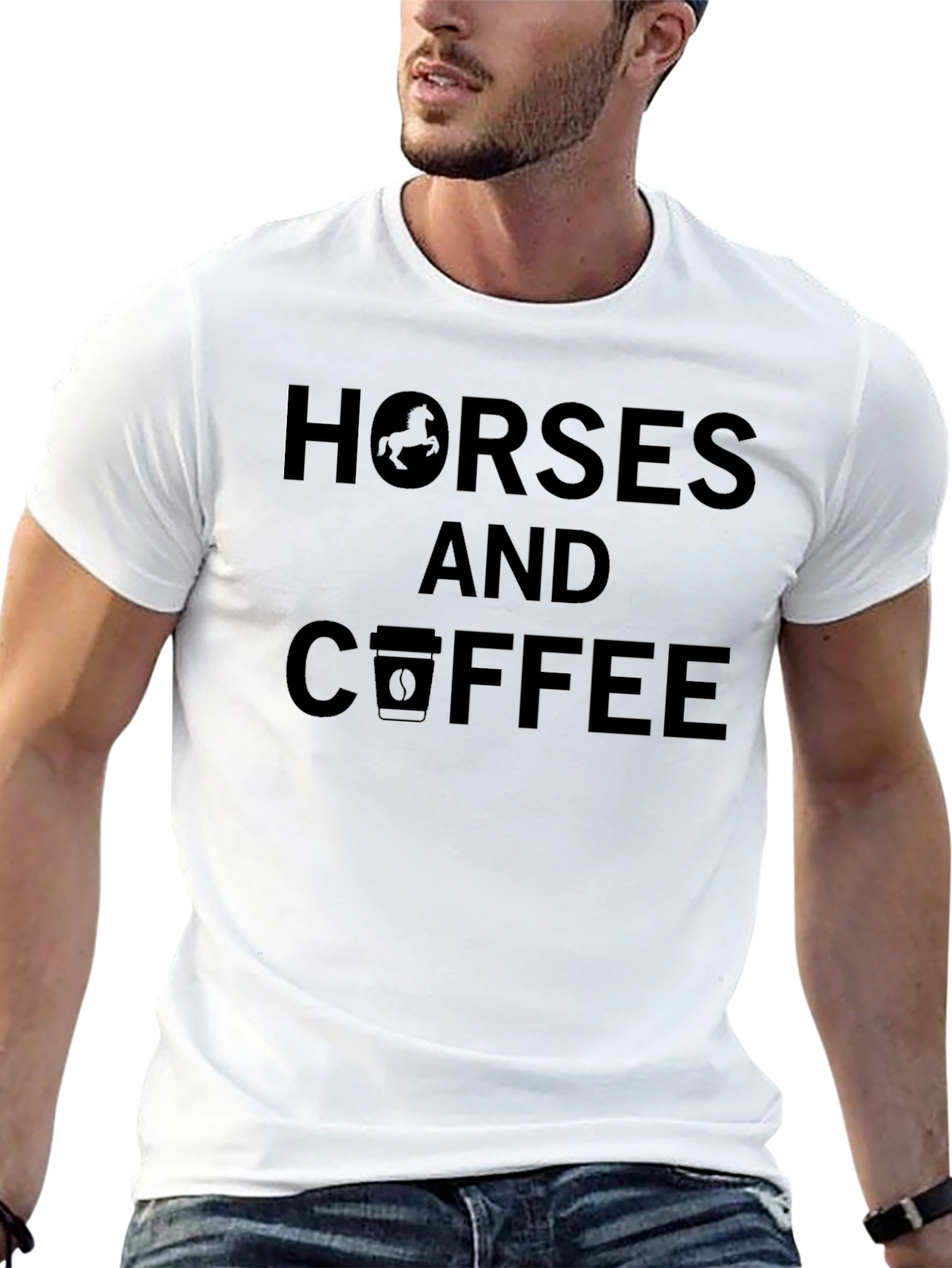 Horses and Coffee Graphic Tee - Black
