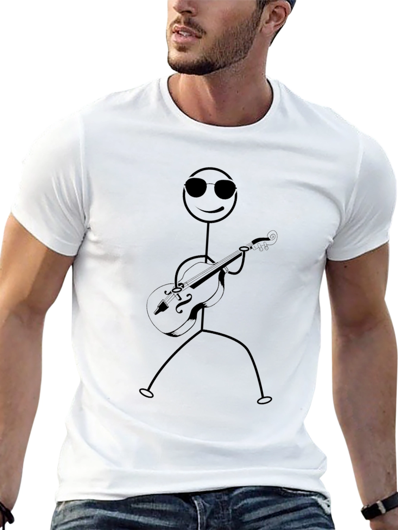 Stick Figure Violinist Graphic Tee