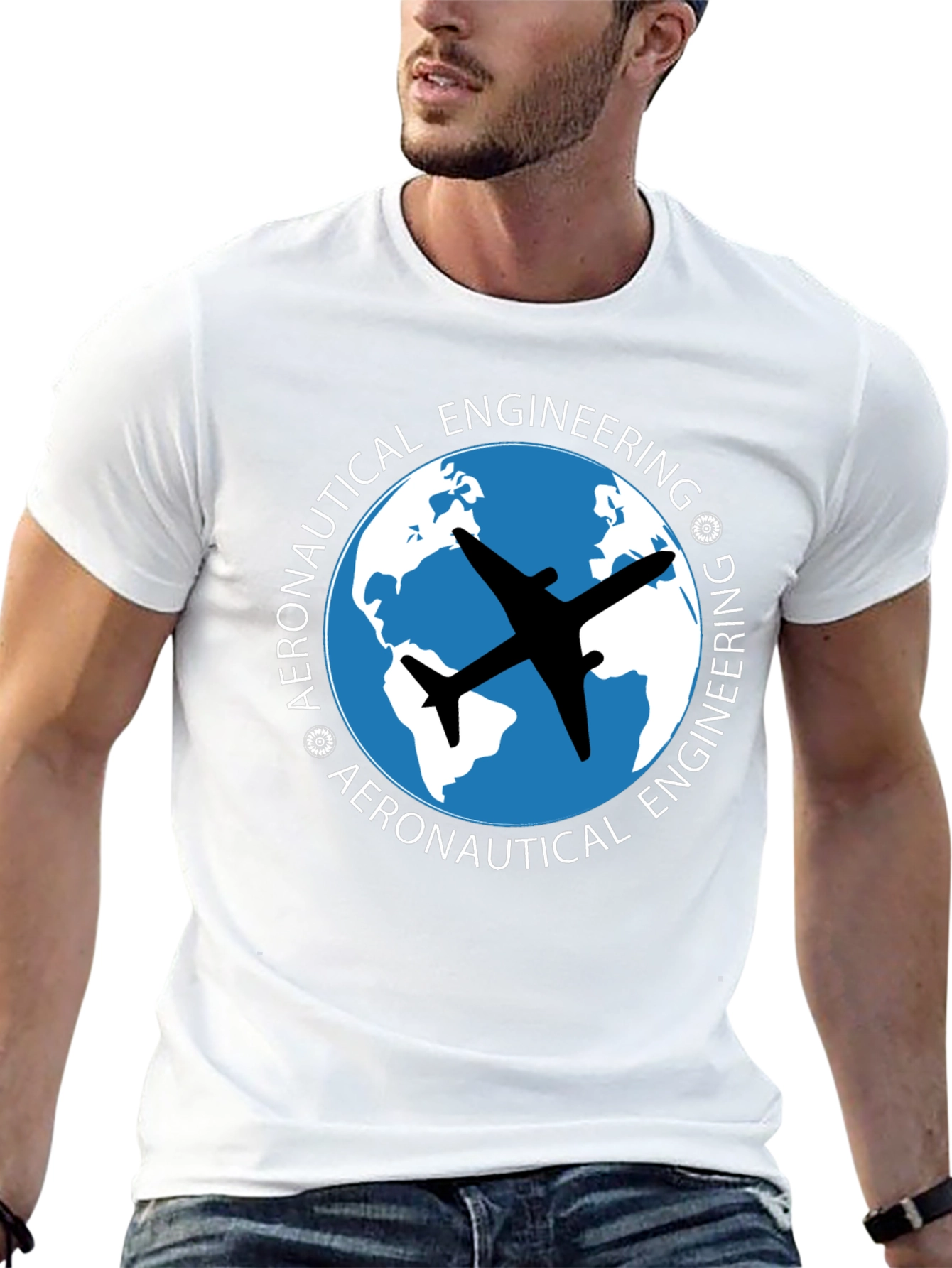 Aeronautical Engineering T-Shirt - Airplane Globe Design