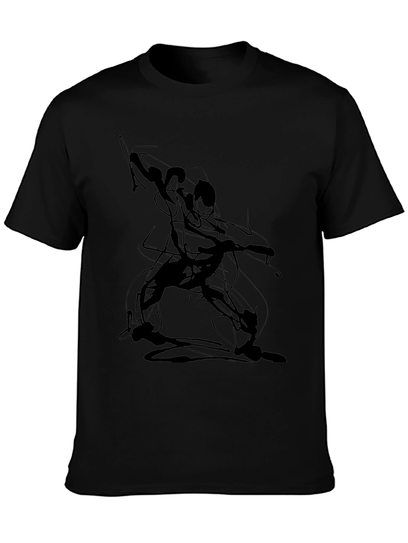 Abstract Line Art Graphic Tee - Black