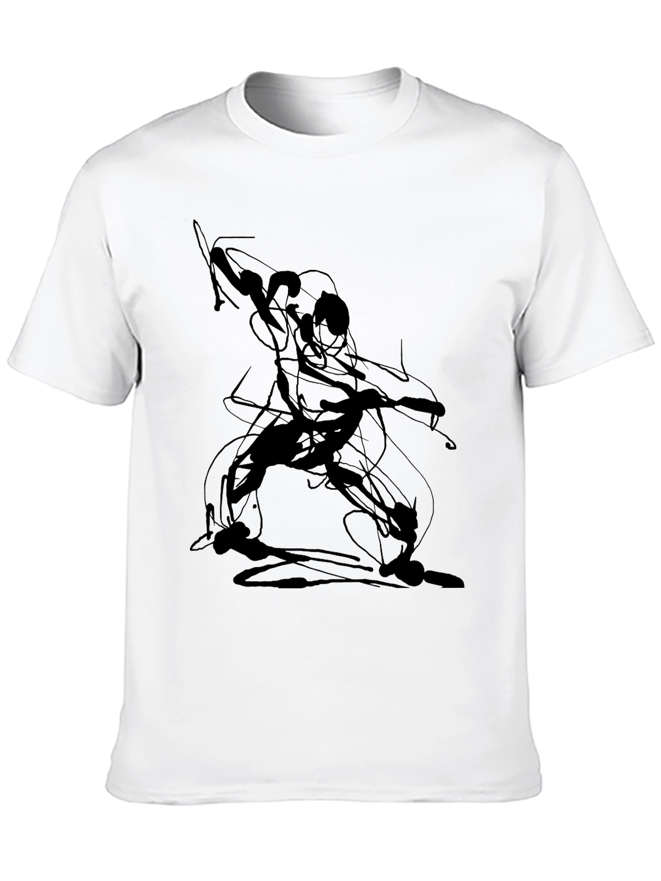 Abstract Line Art Graphic Tee - Black