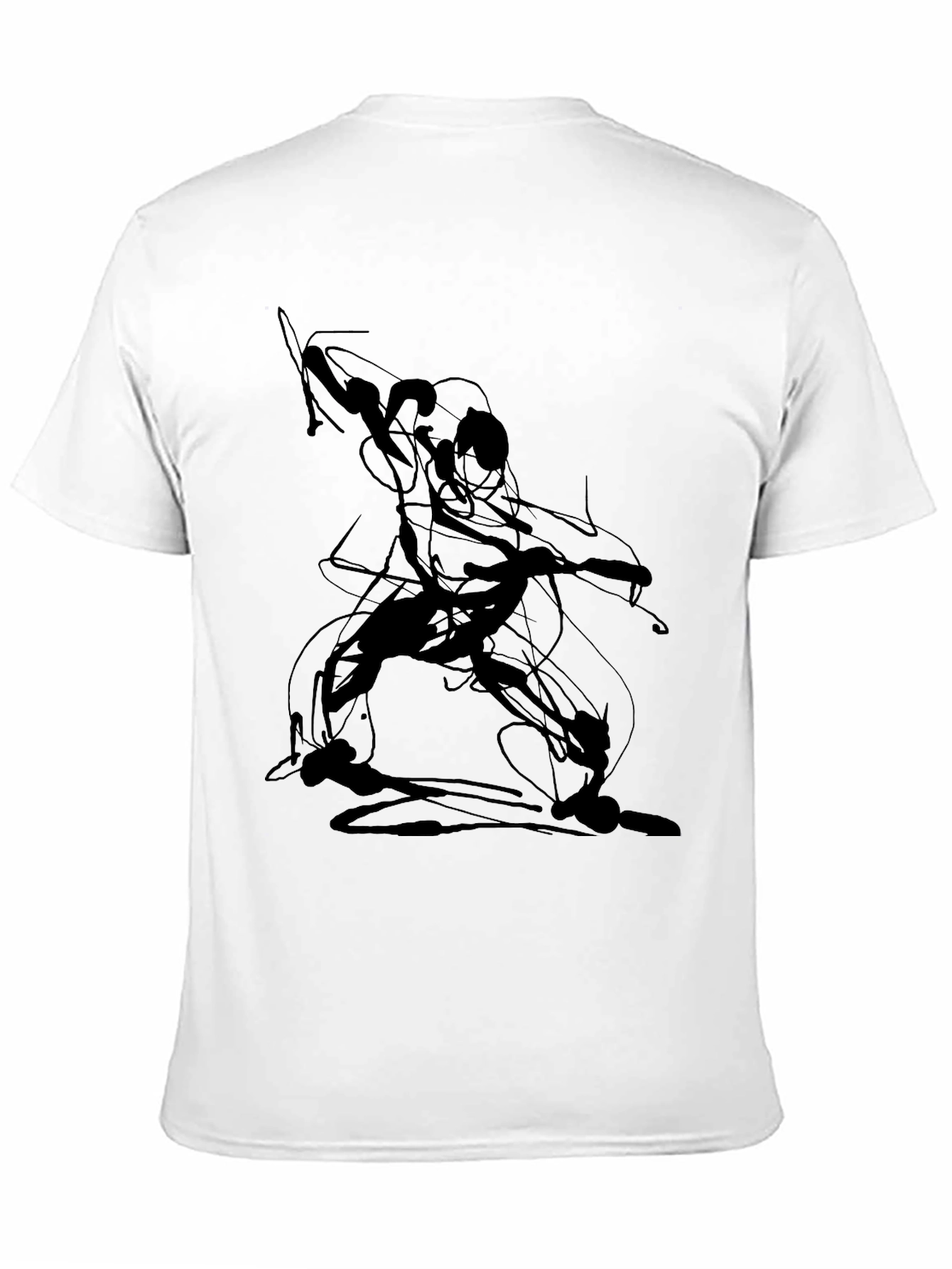 Abstract Line Art Graphic Tee - Black