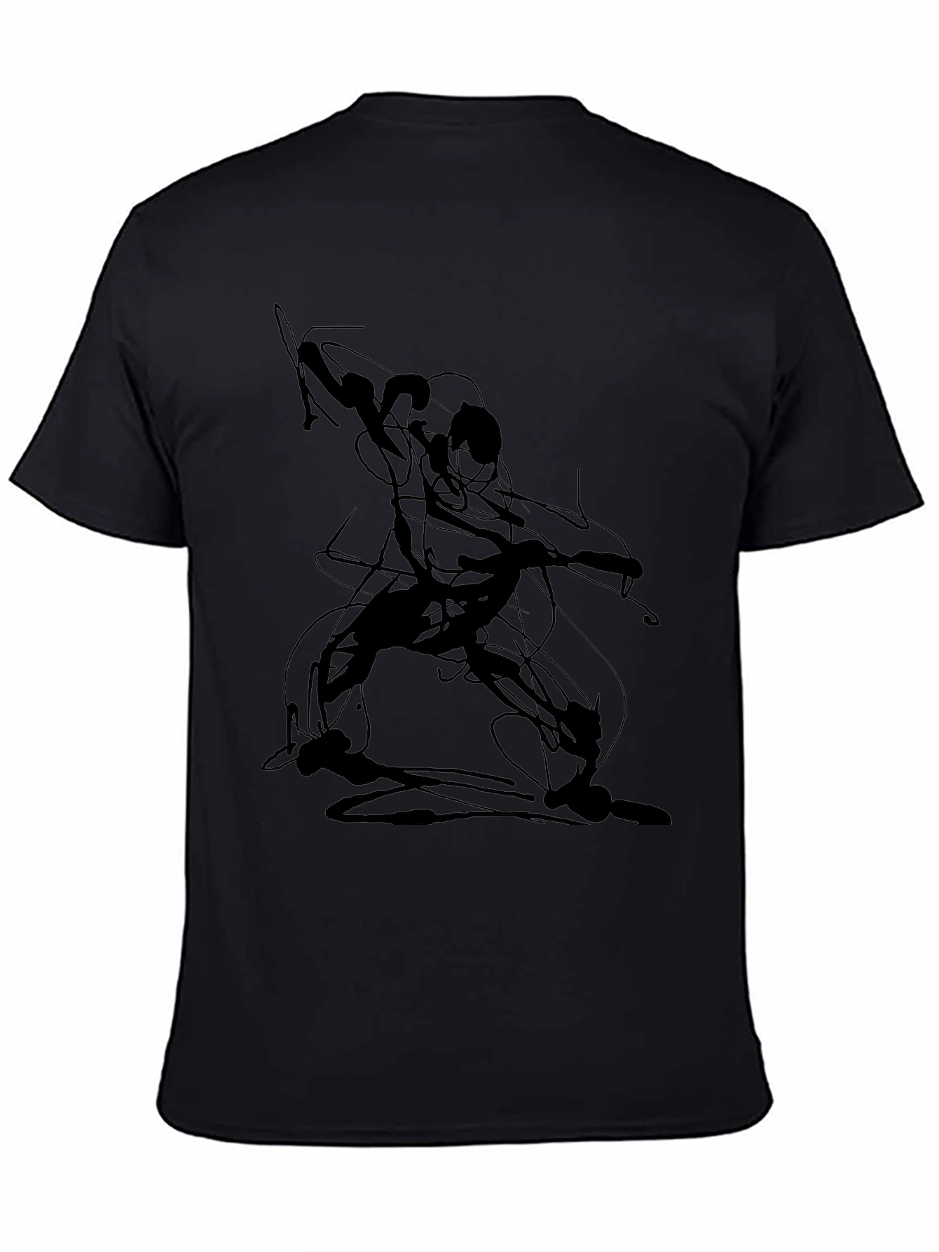 Abstract Line Art Graphic Tee - Black