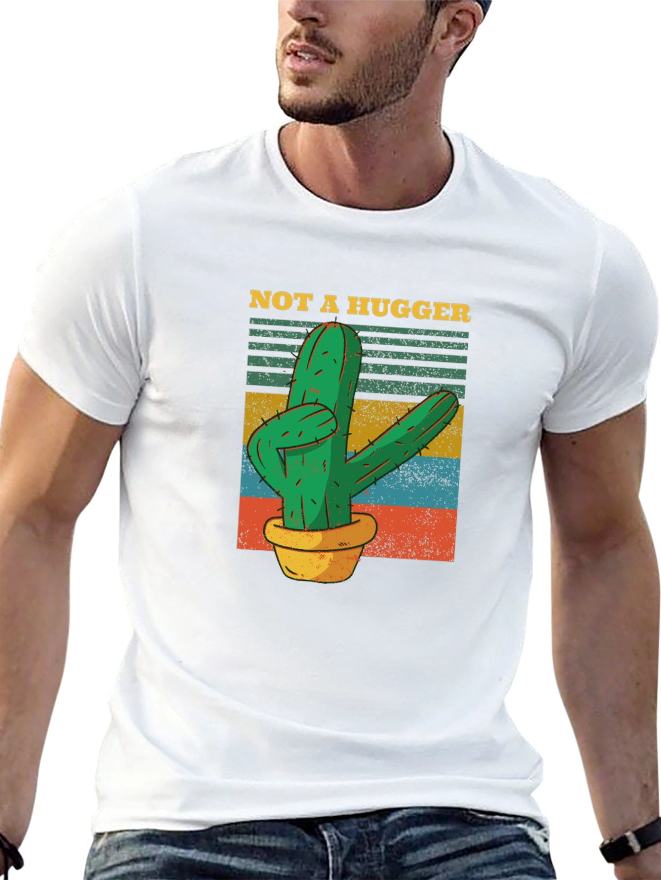 Not A Hugger Cactus Graphic T-Shirt