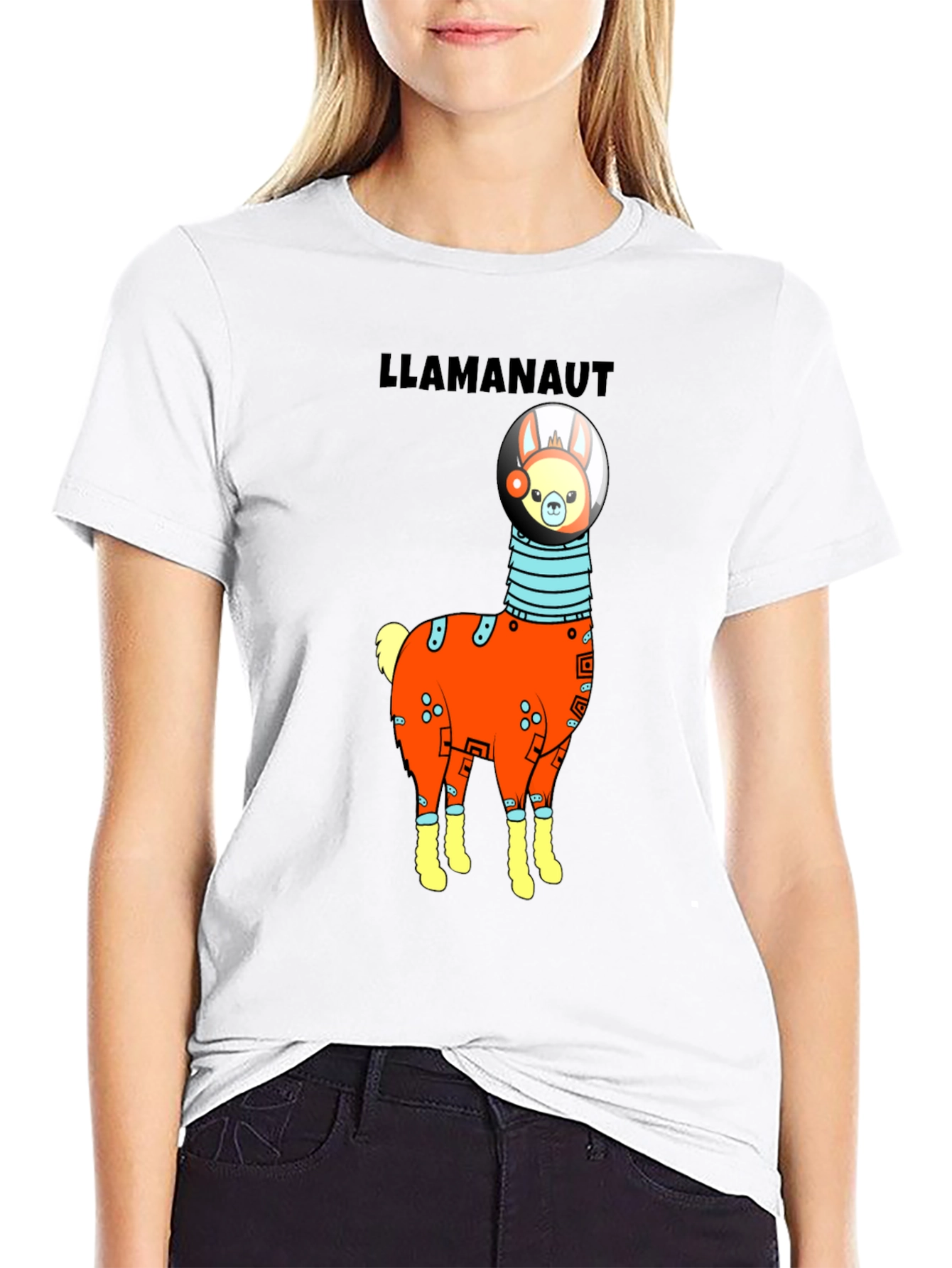 Llamanaut Black T-Shirt - Quirky Space Llama Design