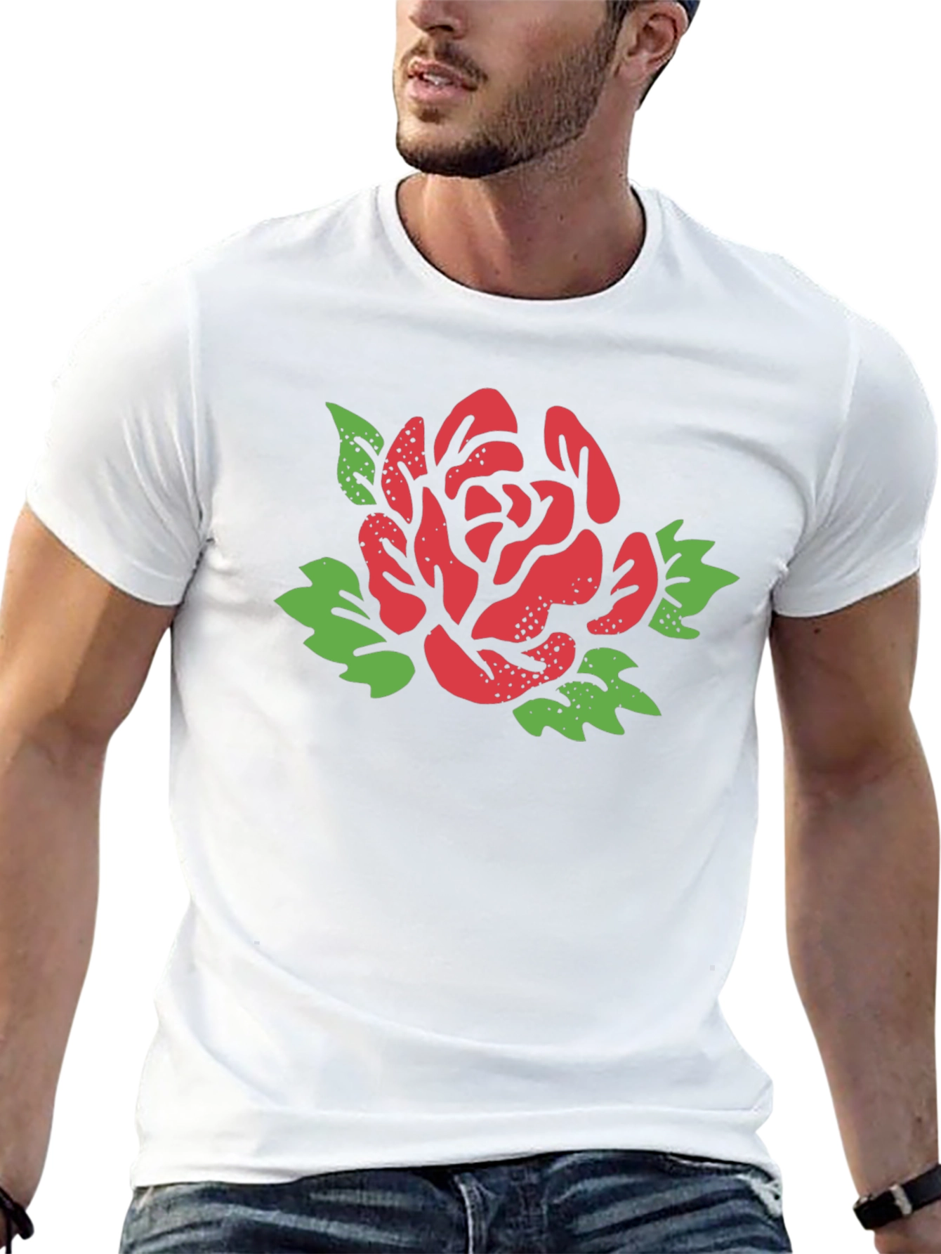 Bold Rose Graphic Tee - Stylish & Unique
