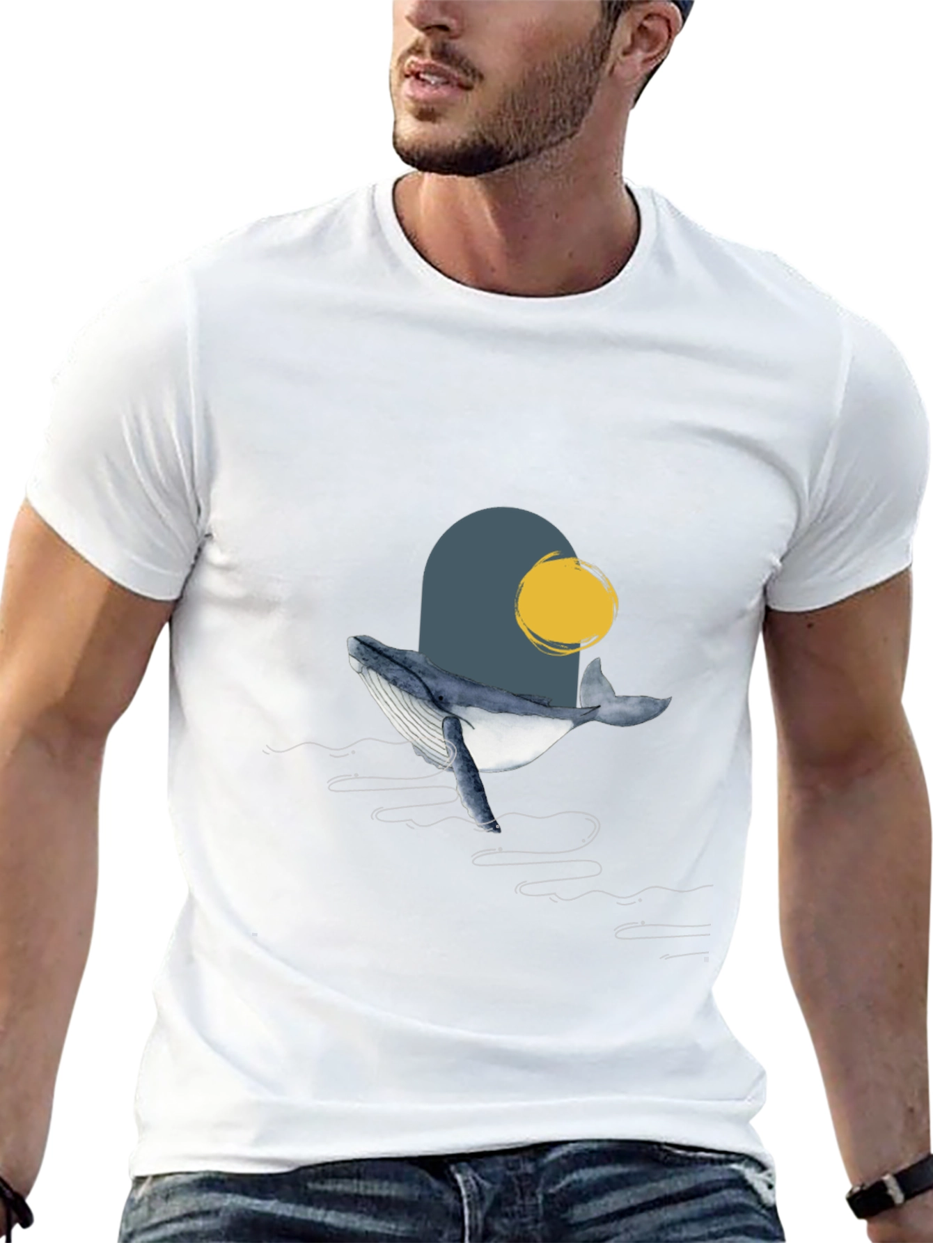 Whale Graphic T-Shirt - Modern Art Style