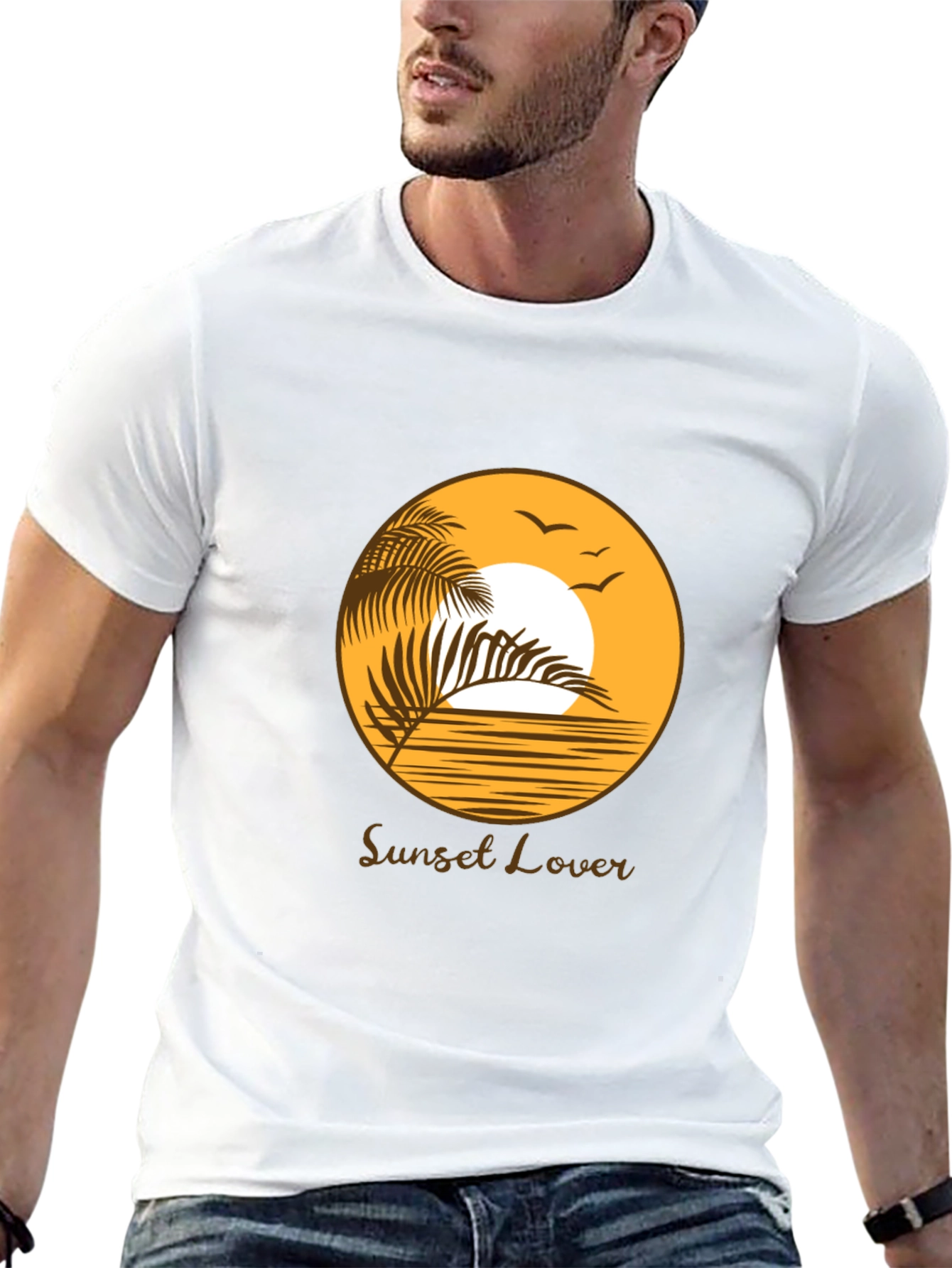Sunset Lover Graphic Tee - Black Cotton T-Shirt