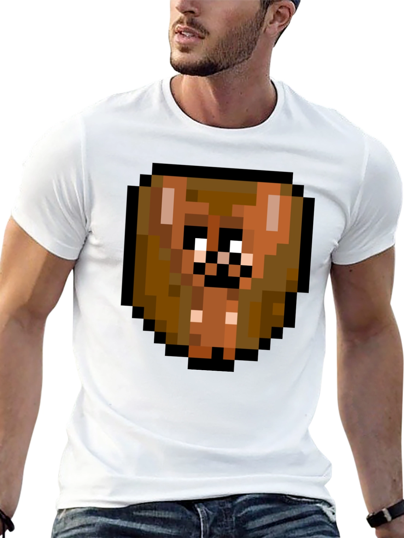 Pixelated Brown Bear T-Shirt - Funky Graphic Tee