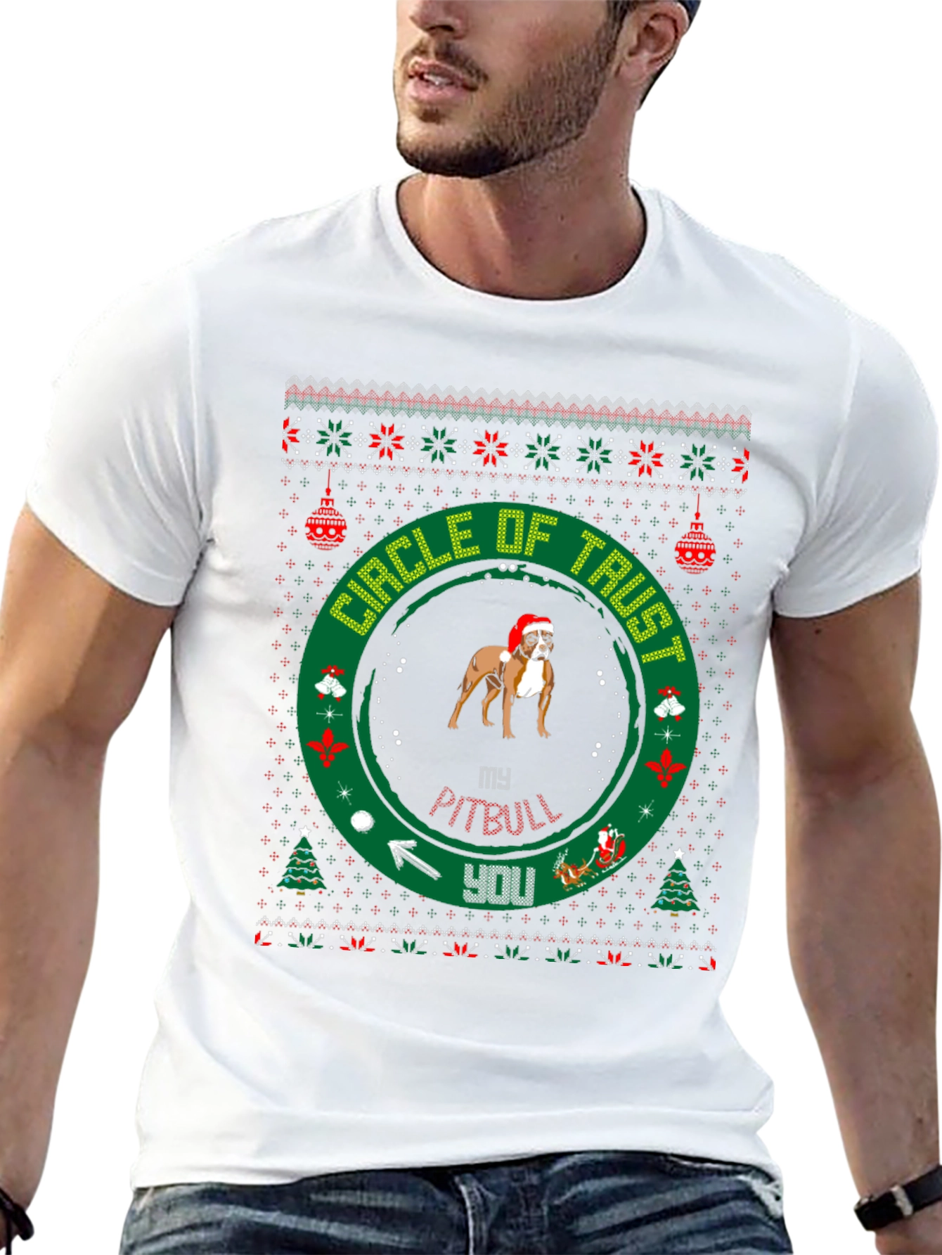 Pitbull Circle of Trust Christmas T-Shirt