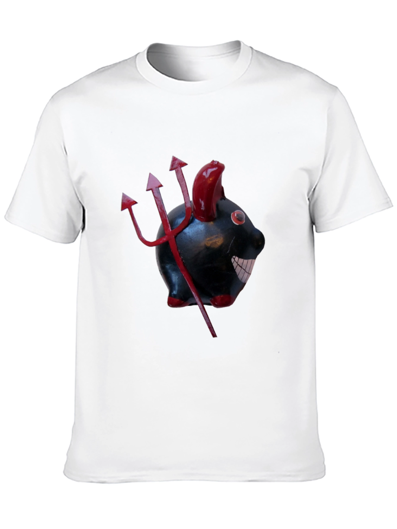 Devil Piggy Bank Graphic Tee - Black Cotton T-Shirt