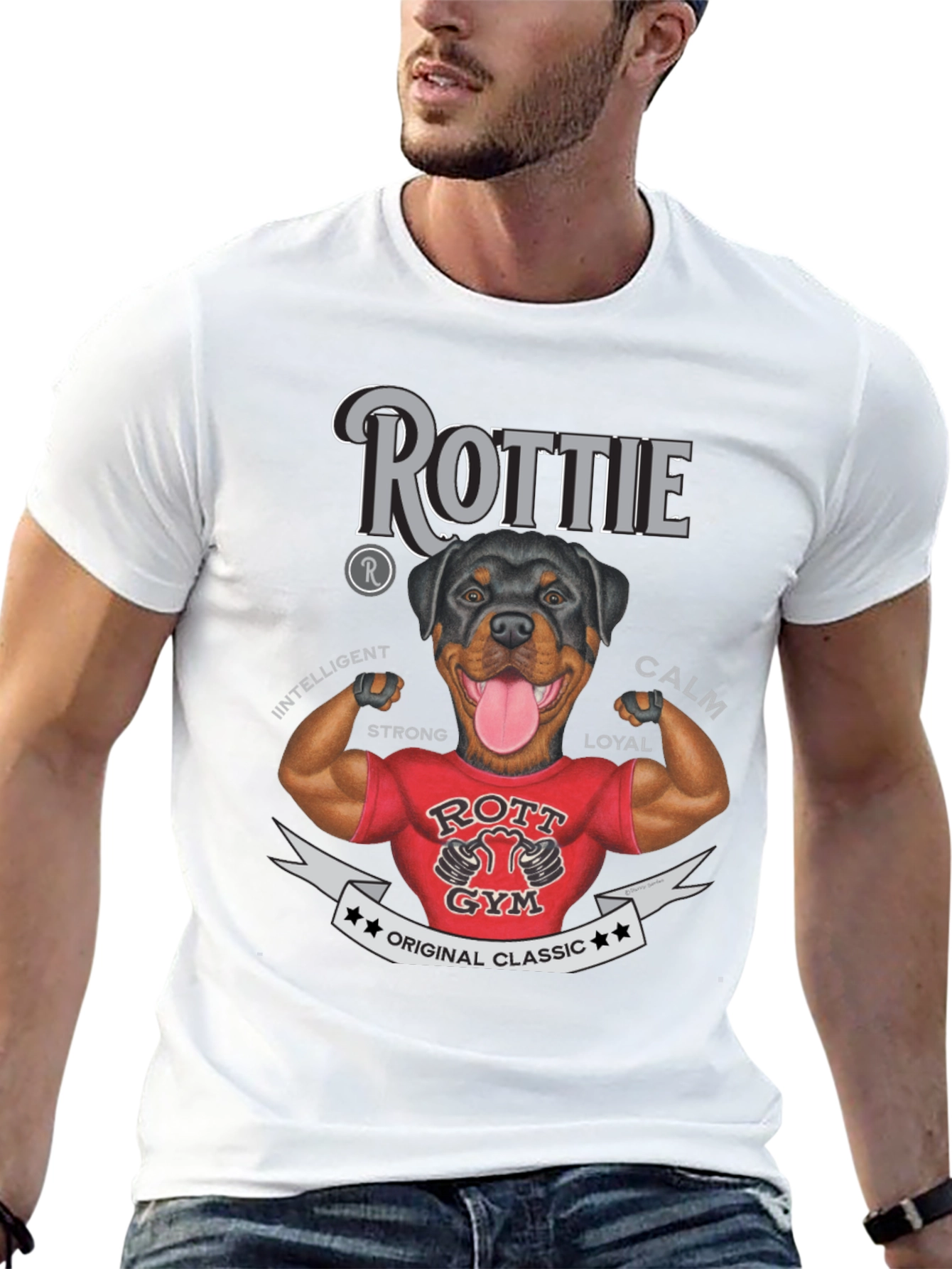 Rottie Gym Dog T-Shirt - Classic Design