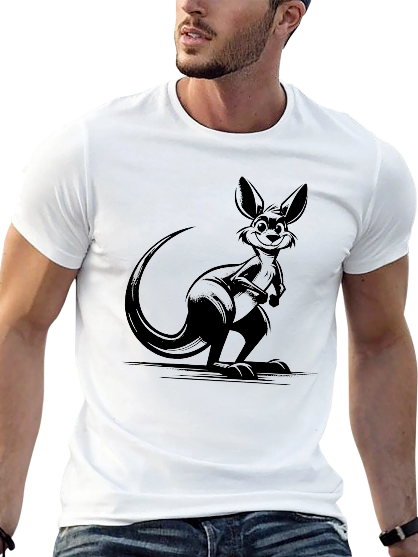 Mens Black Kangaroo Graphic Tee