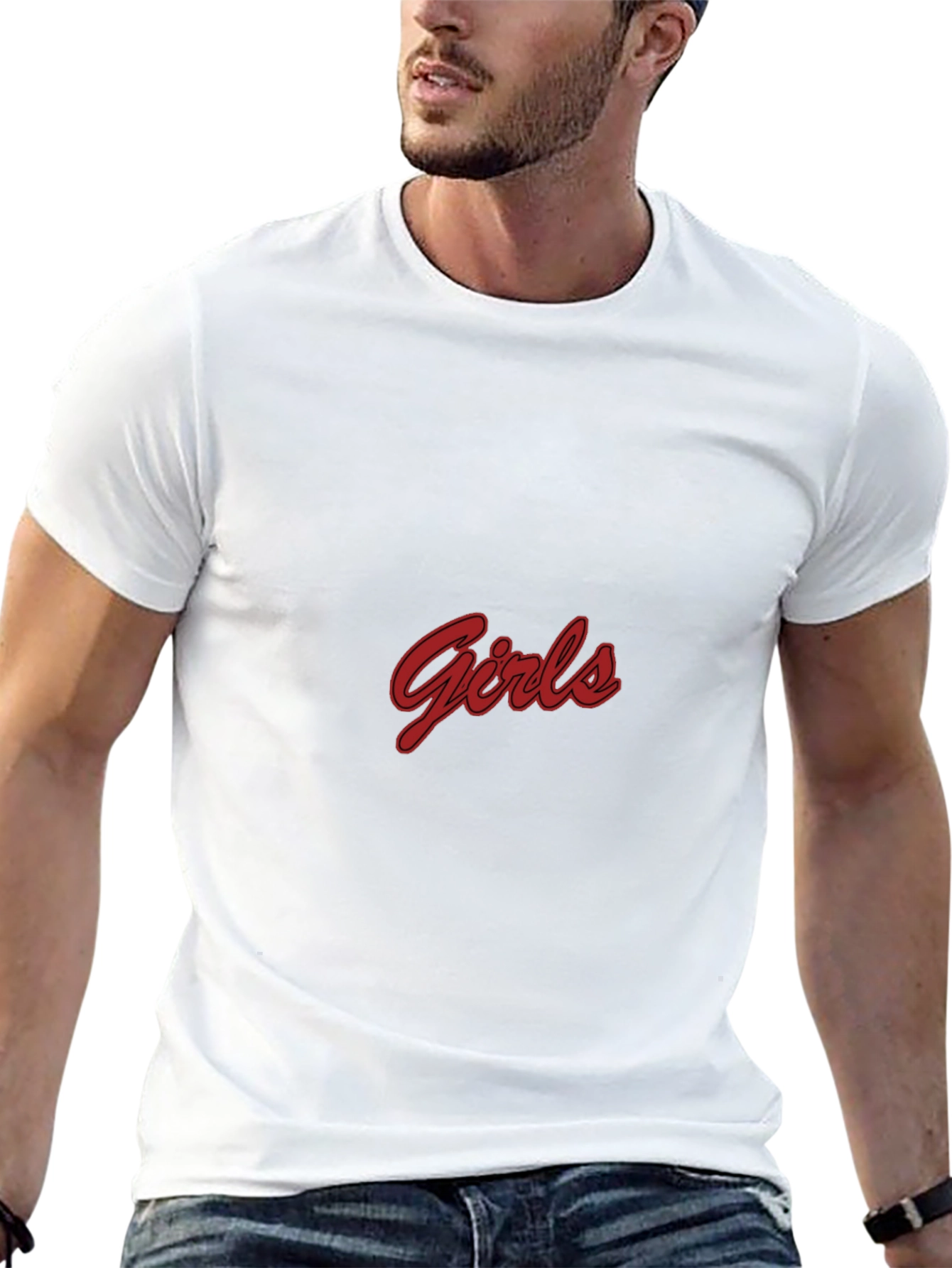 Black T-Shirt with Girls Red Script