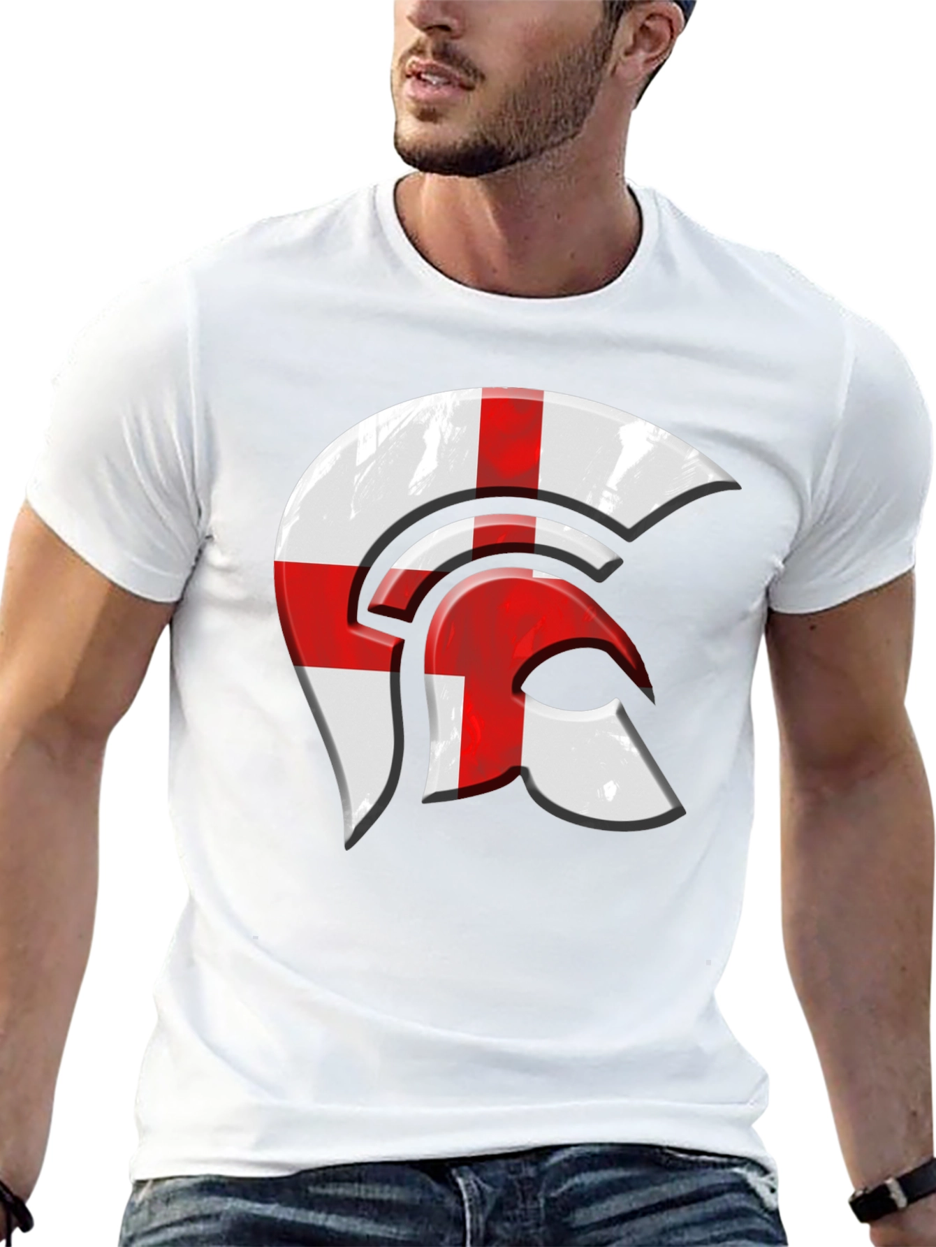 England Flag Spartan Helmet Graphic Tee
