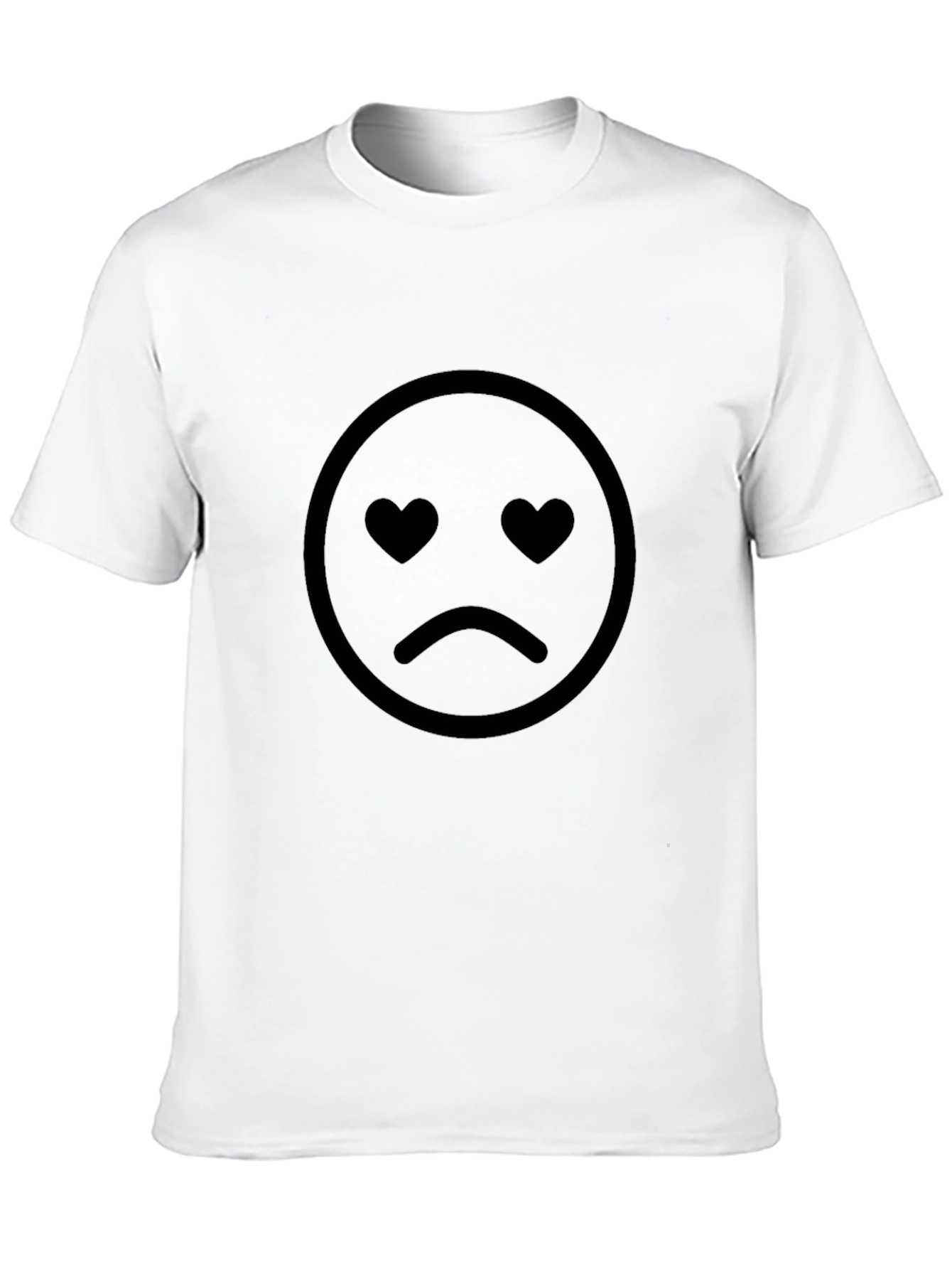 Sad Heart Eyes Emoji Graphic Black T-Shirt
