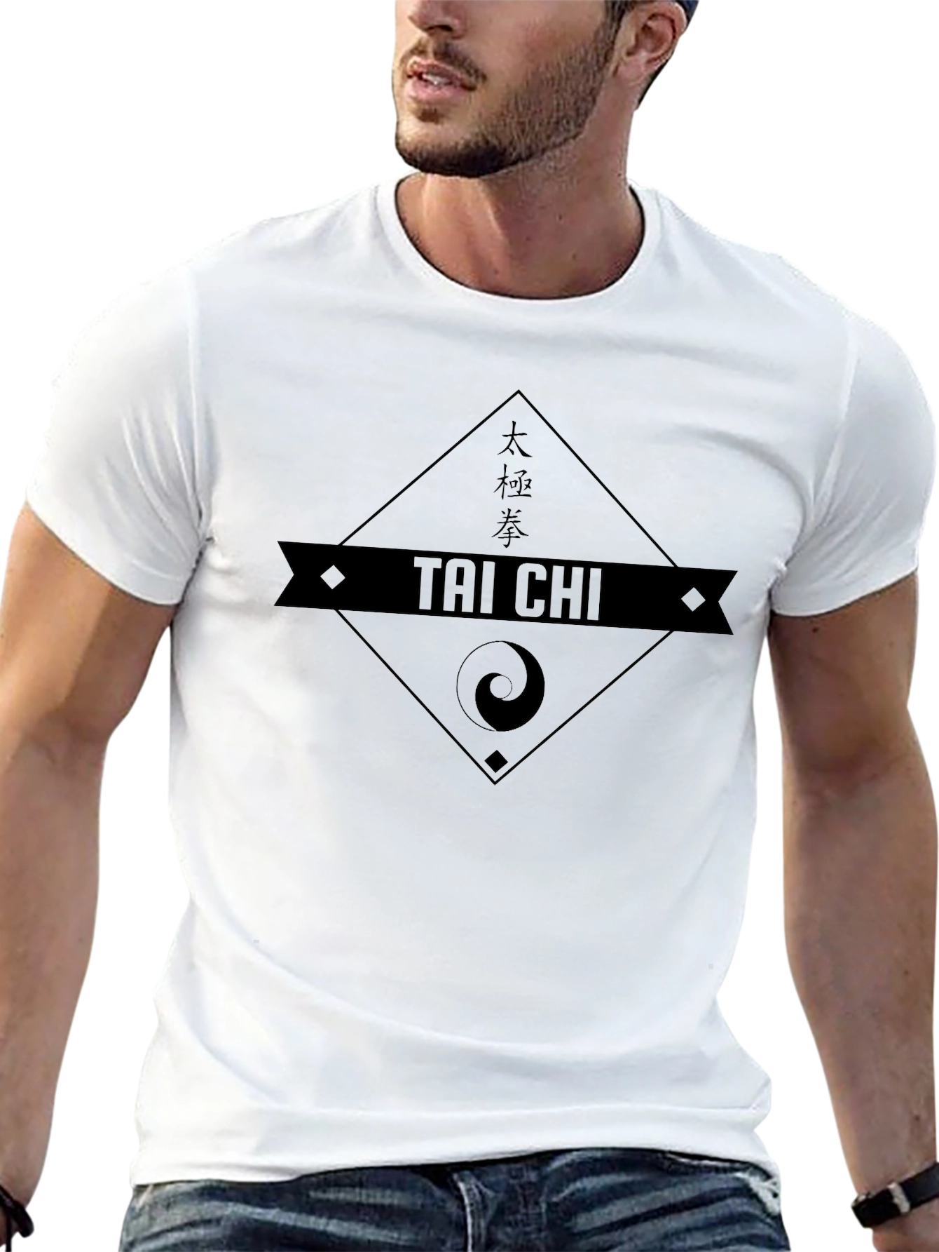 Tai Chi Graphic Tee - Black Cotton T-Shirt