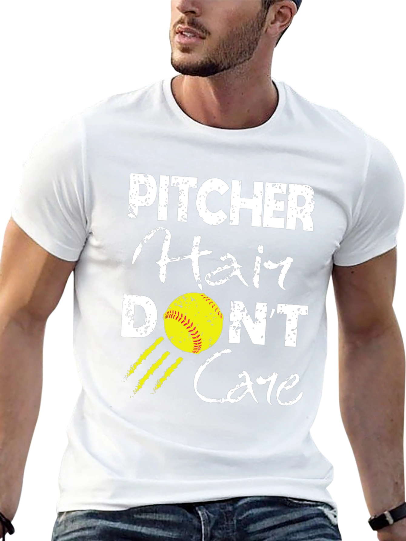 Pitcher Hair Dont Care Graphic T-Shirt