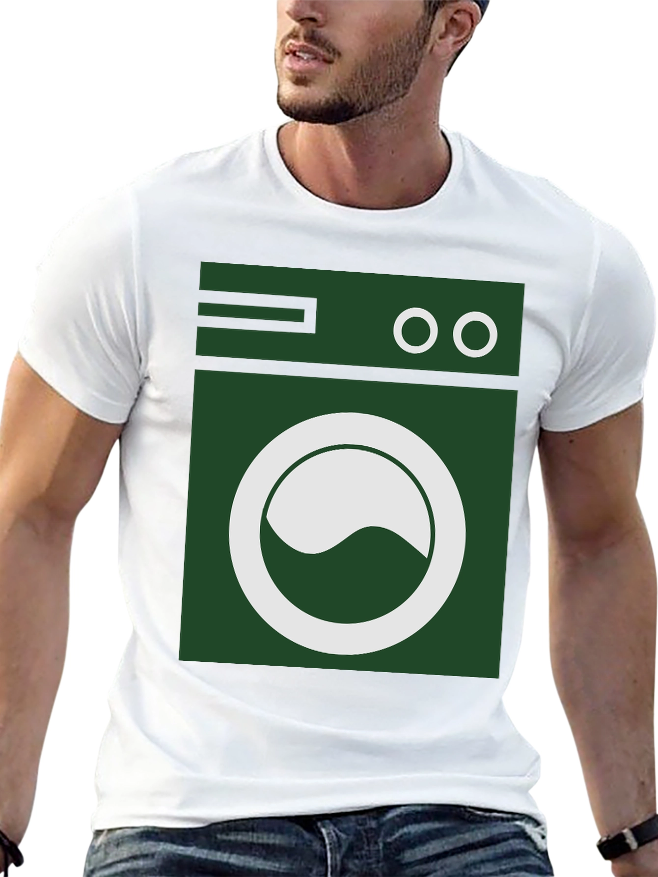 Washing Machine Graphic Tee - Black Cotton T-Shirt