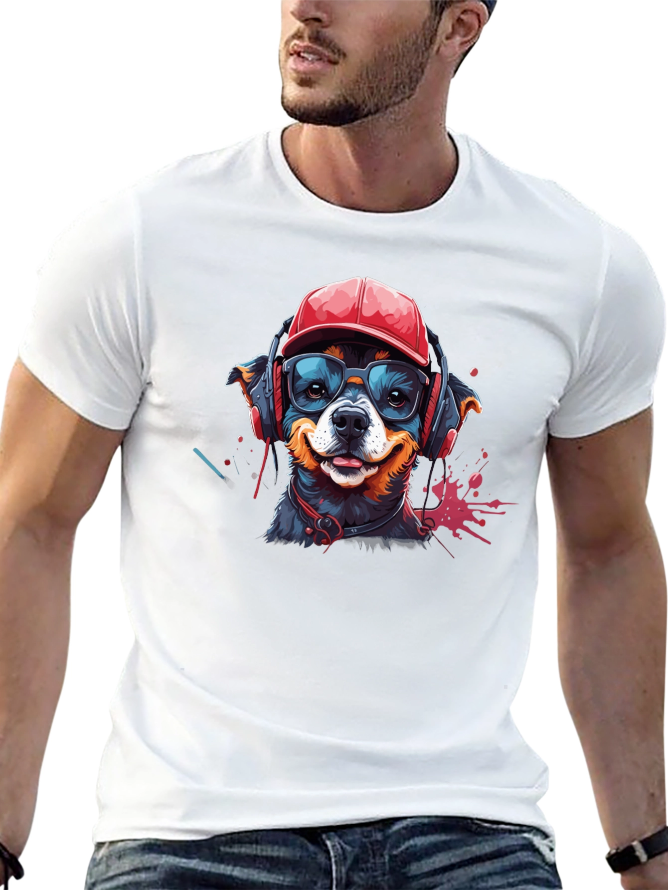 Cool Dog Graphic Tee - Black Cotton T-Shirt