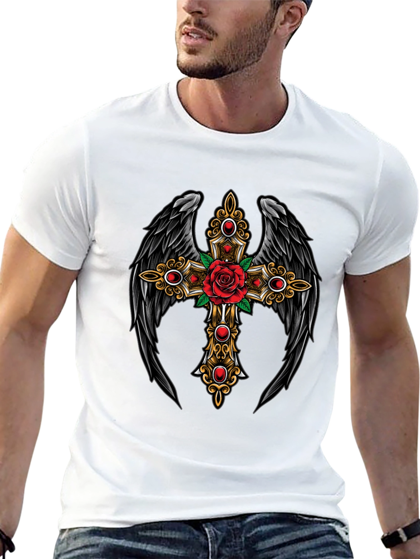 Winged Cross Rose T-Shirt