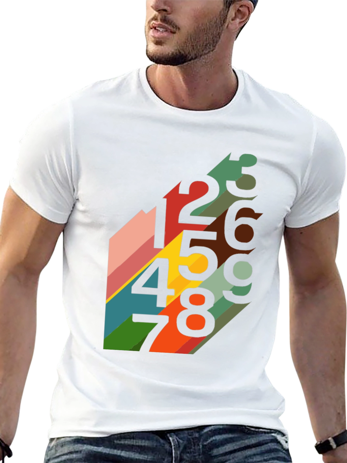 Retro Number Pattern Black T-Shirt