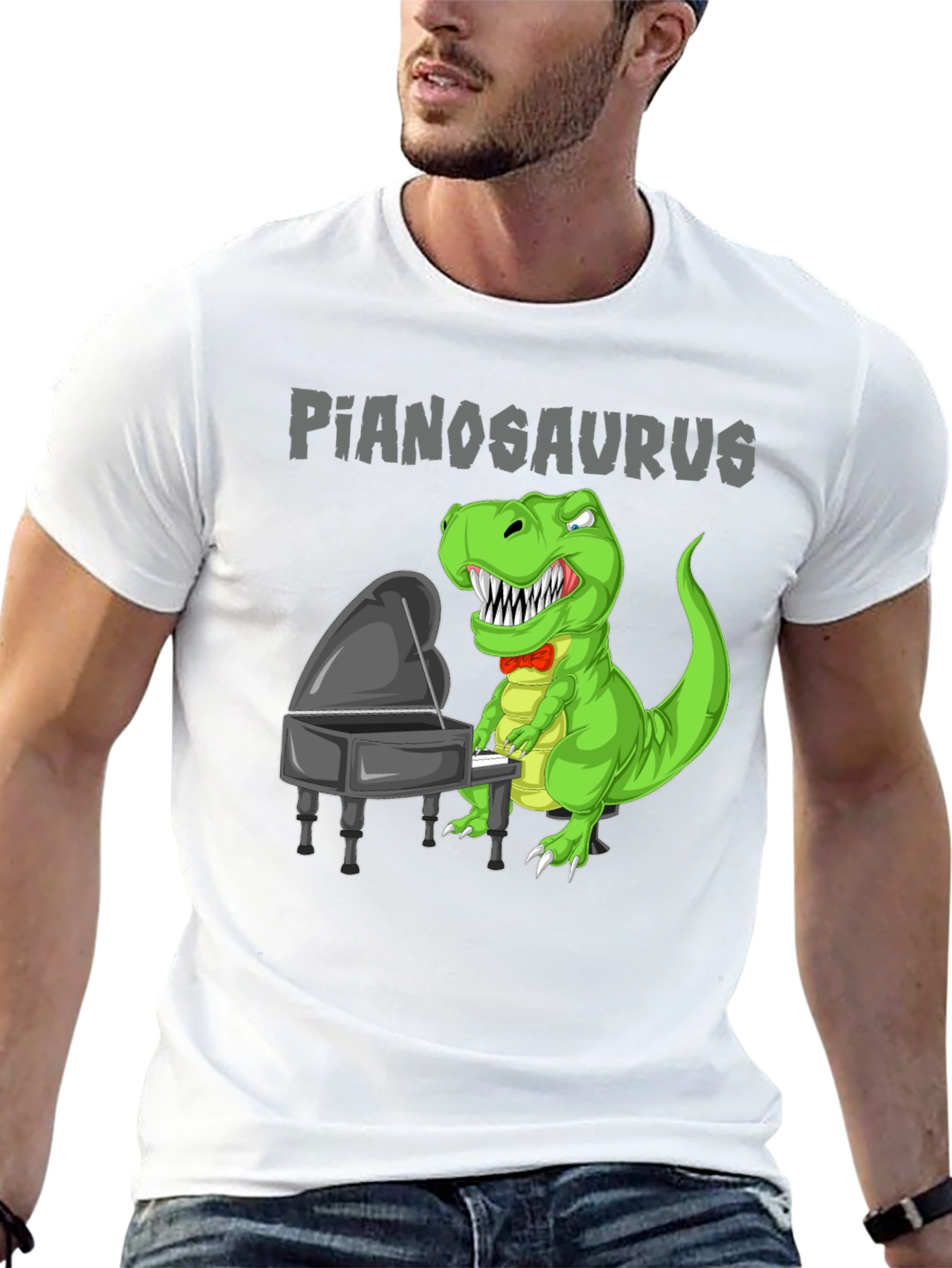 Pianosaurus T-Shirt Dinosaur Playing Piano