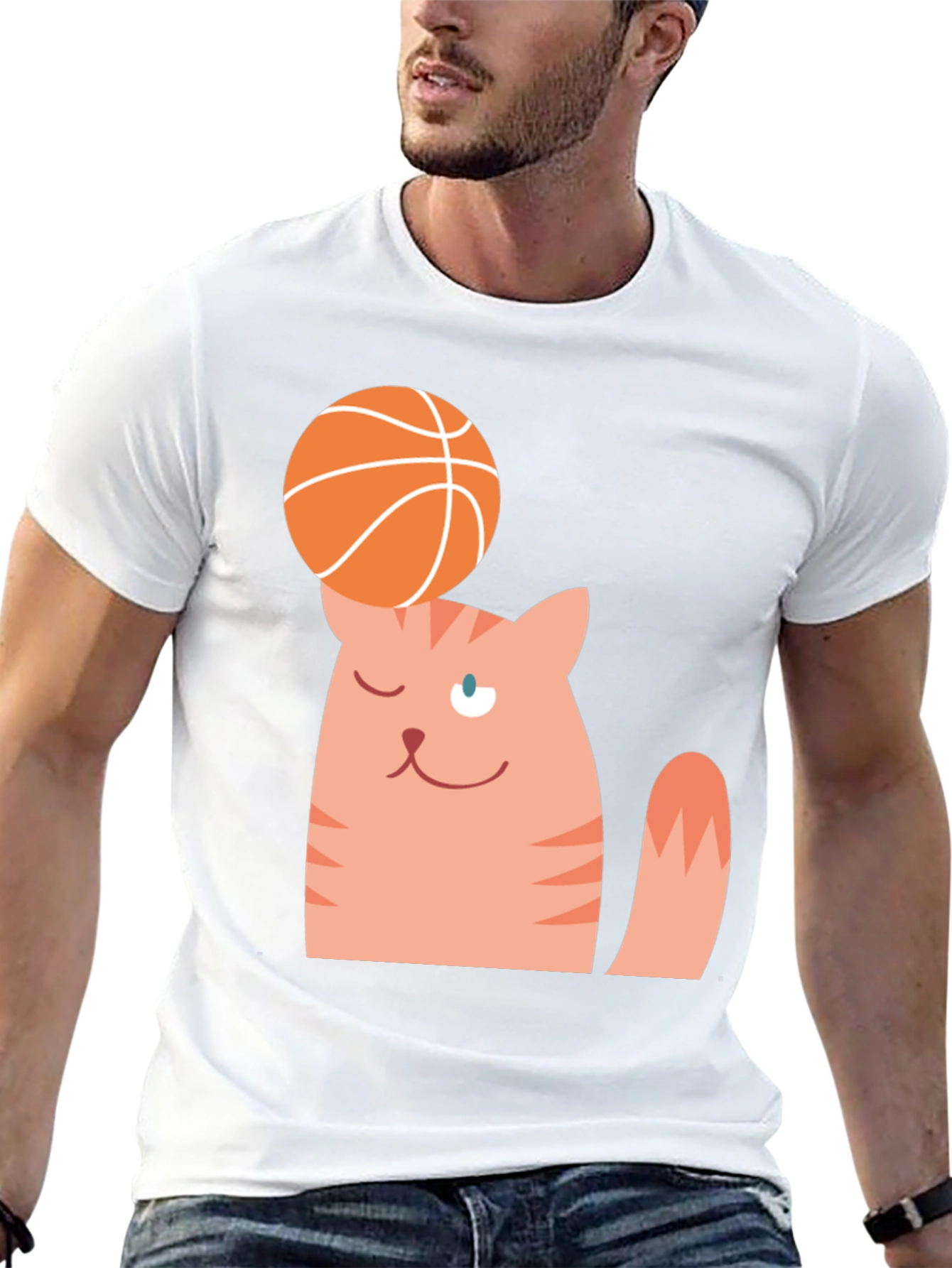 Cat Balancing Basketball Graphic Tee
