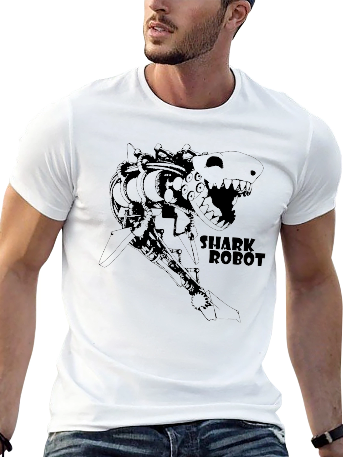 Shark Robot Graphic T-Shirt - Cool Design Tee