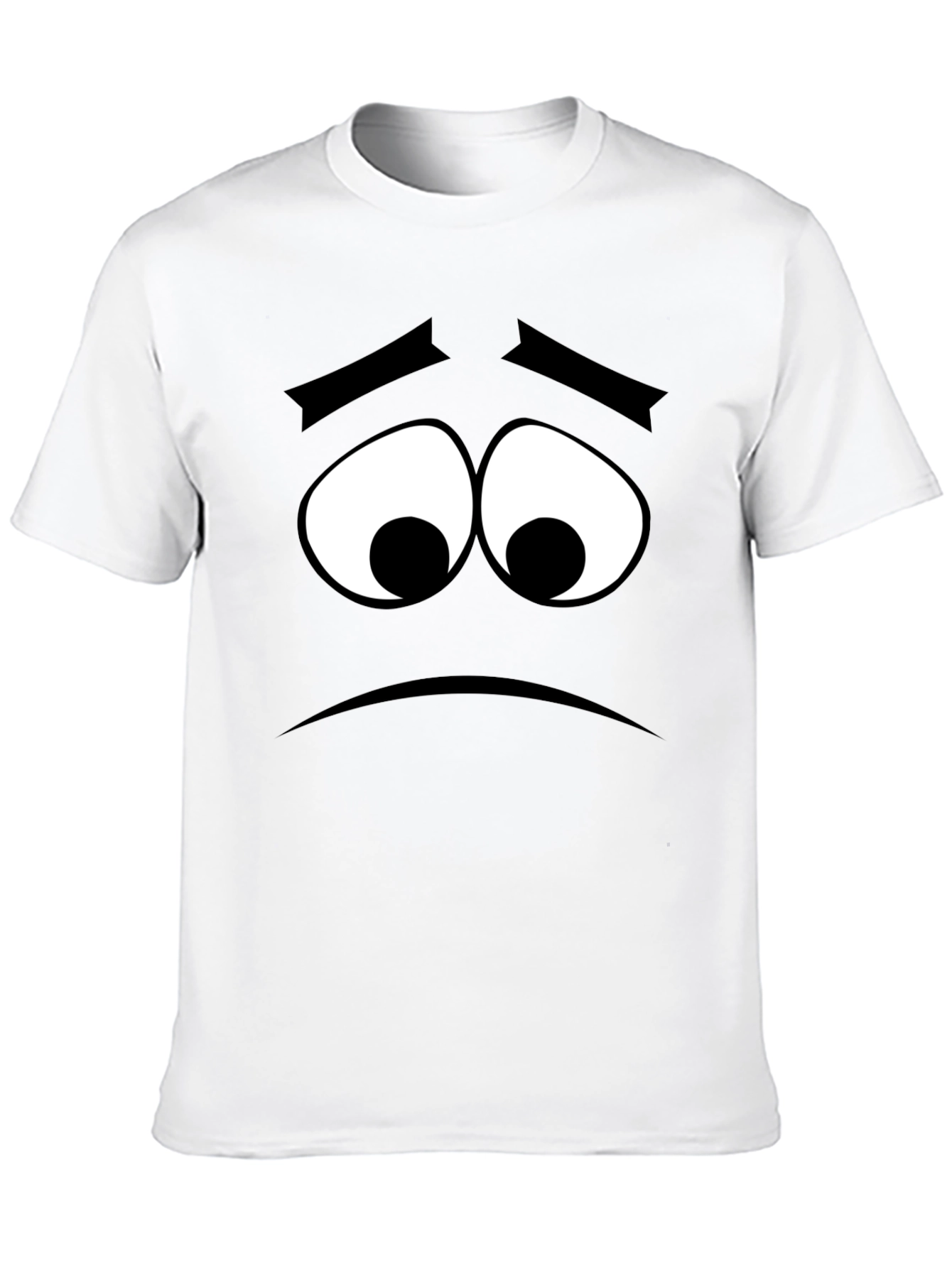 Sad Face Graphic Tee - Black Cotton Comfort