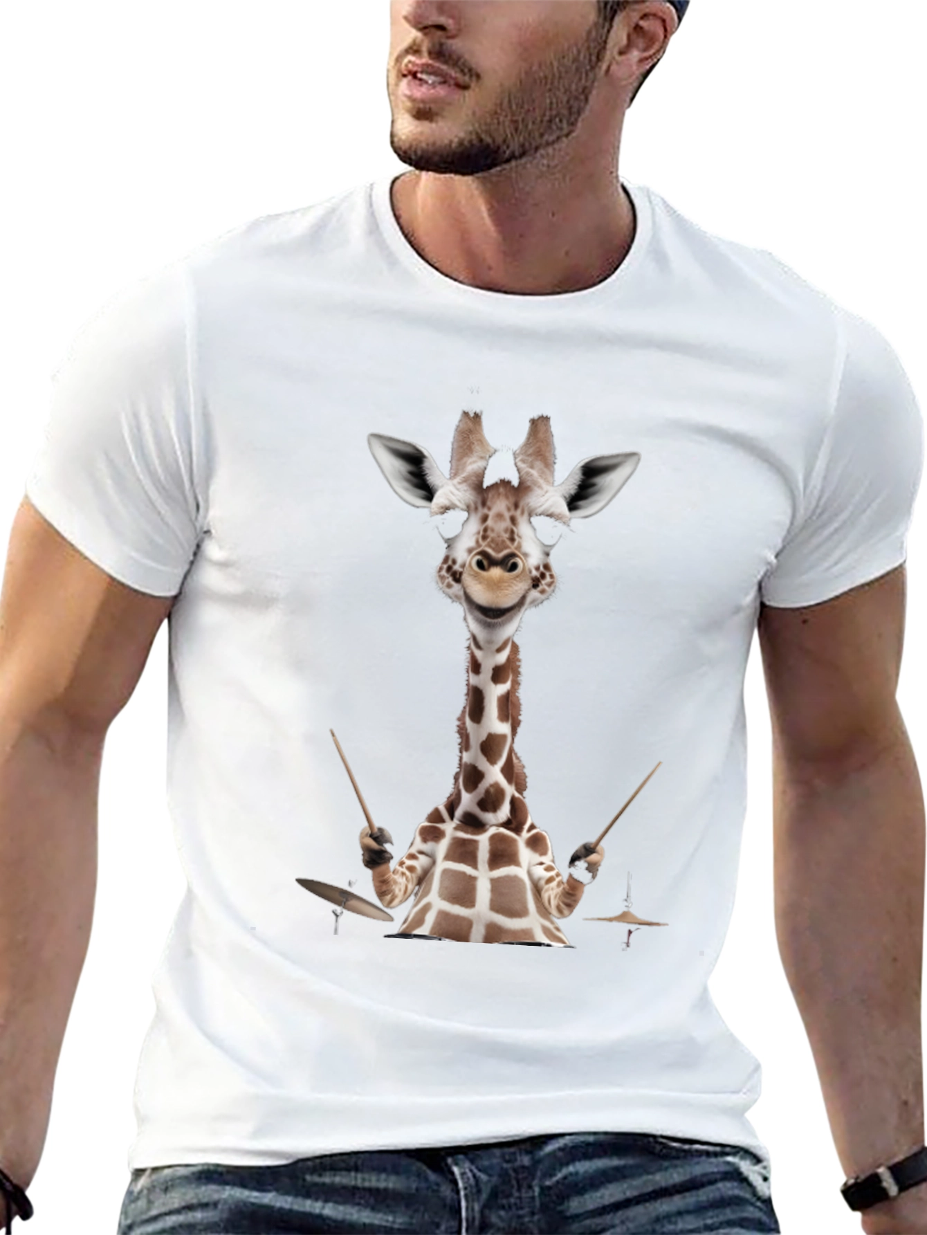 Giraffe Drummer Graphic Tee