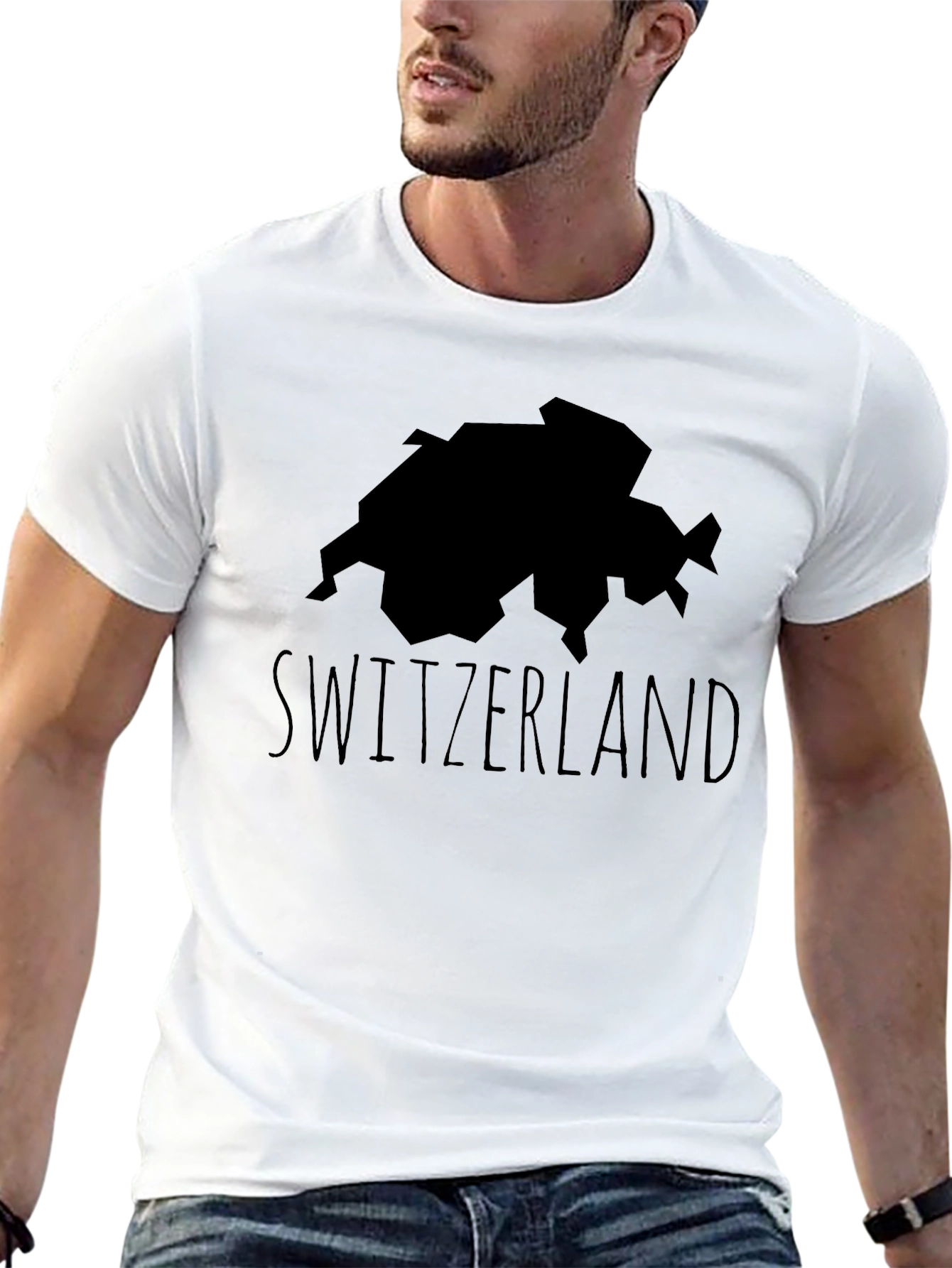 Switzerland Map T-Shirt - Black