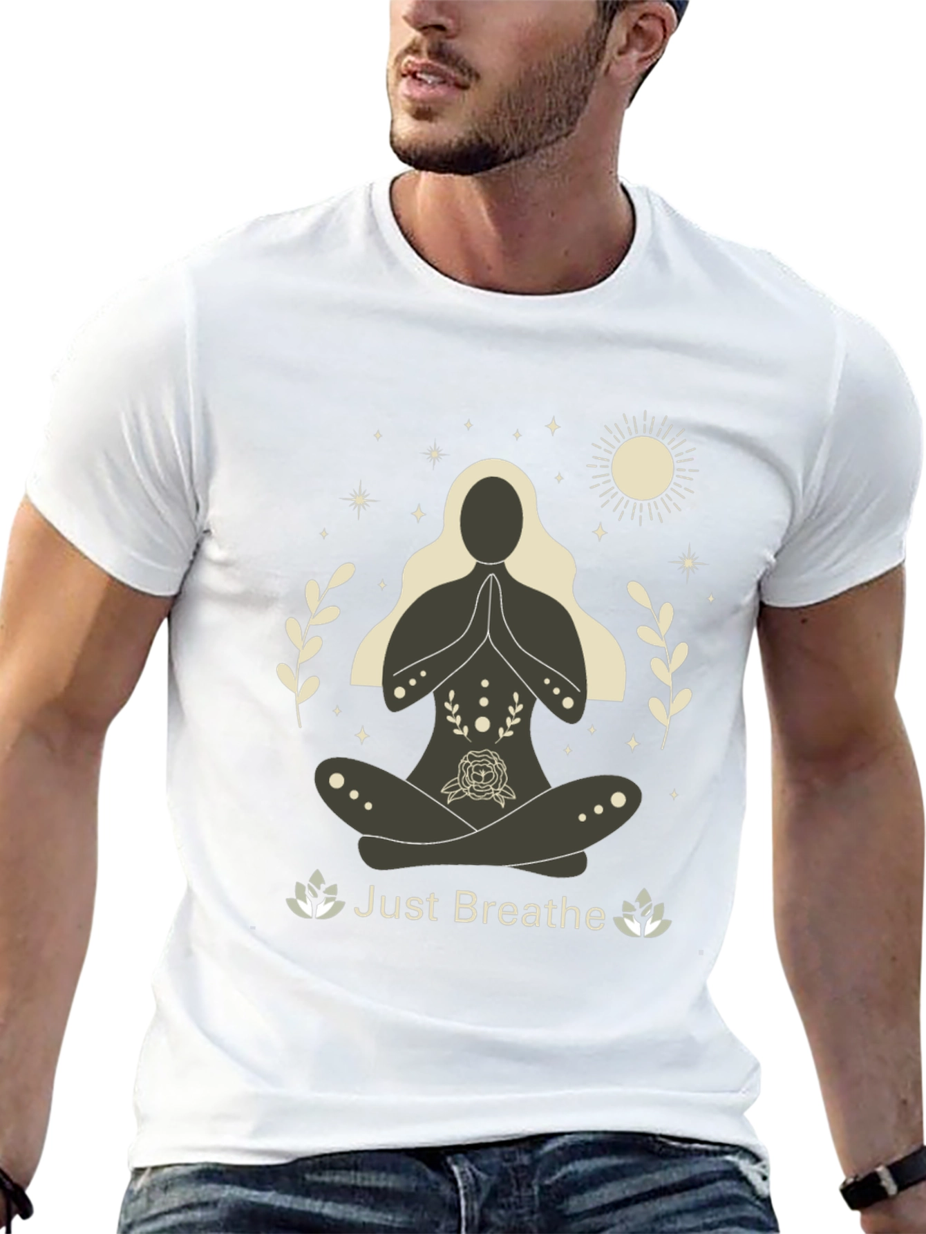 Just Breathe Yoga Graphic T-Shirt - Black