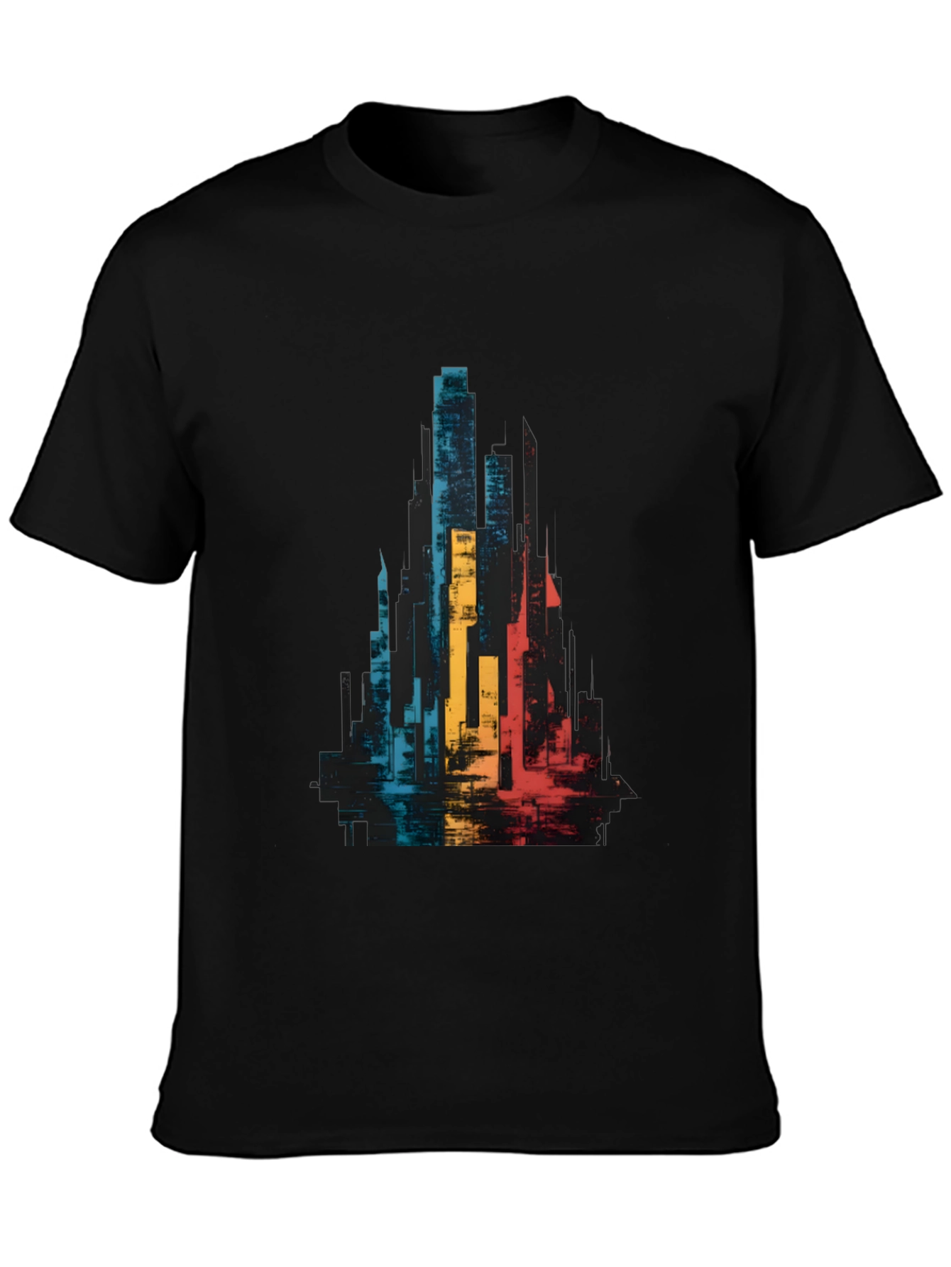 Abstract Cityscape Graphic Tee - Black Unisex T-Shirt